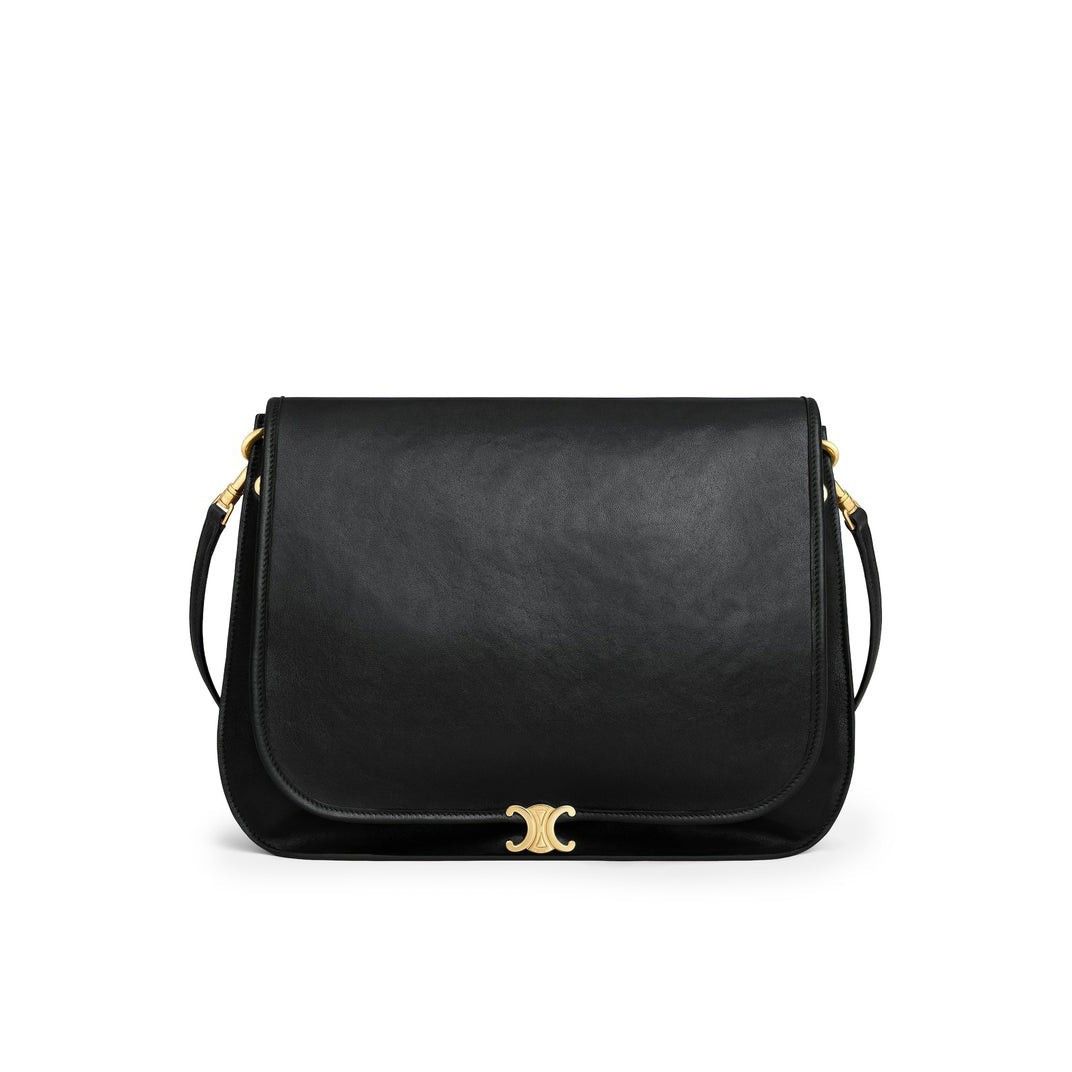 Celine CELINE Soft Triomphe Black Leather Shoulder Bag New Size ONE SIZE - 1 Thumbnail
