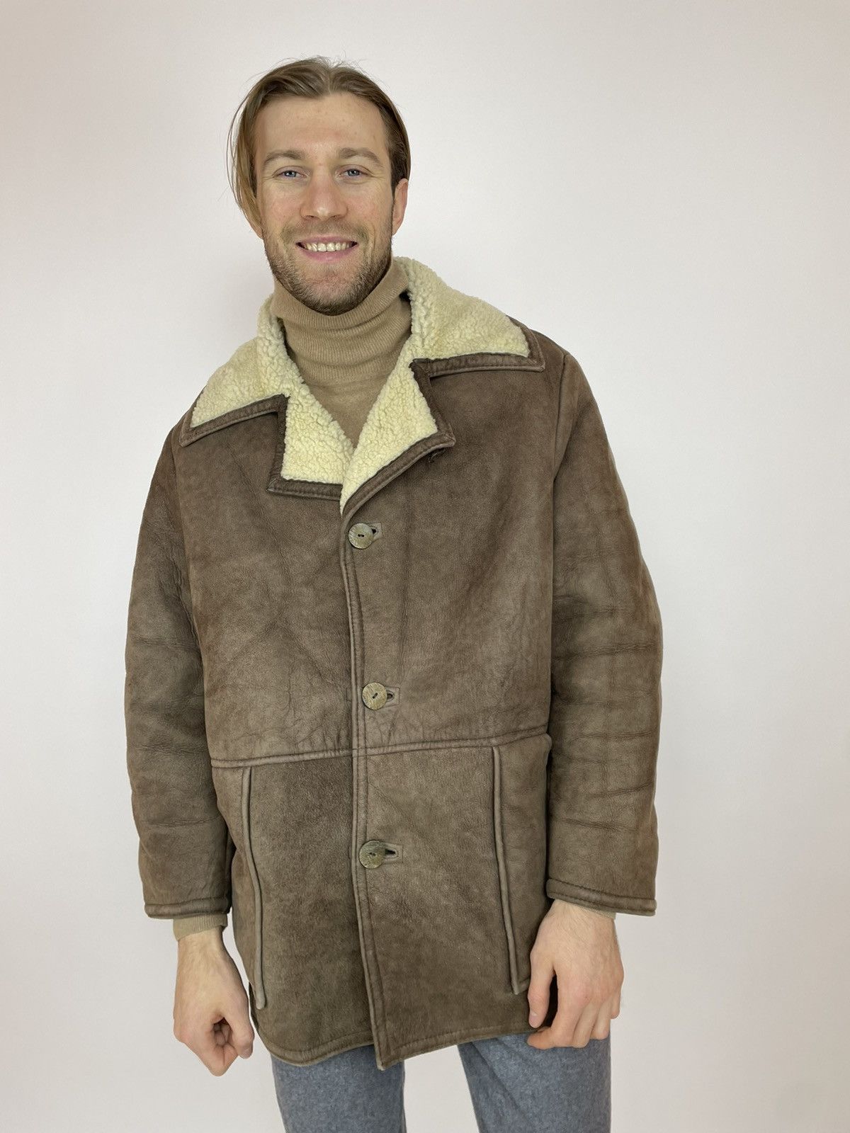 Other antartex Vintage SHEEPSKIN Coat made In Scotland size M-L Size US L / EU 52-54 / 3 - 6 Thumbnail