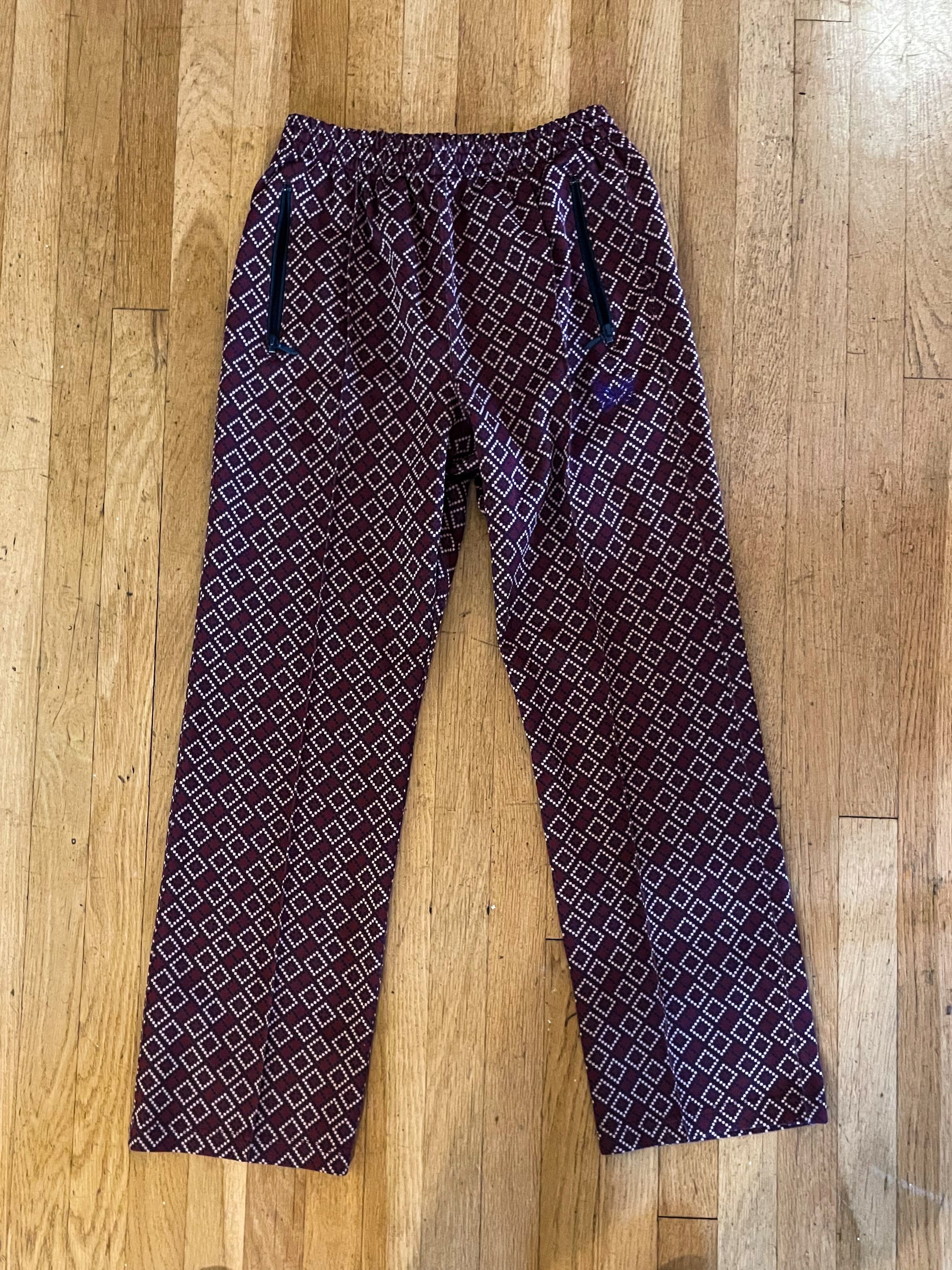 Needles Needles Burgundy Jacquard Block Track Pants Size US 30 / EU 46 - 2 Thumbnail