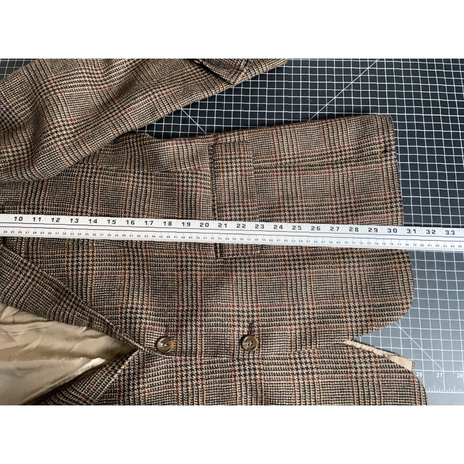 Ralph Lauren VINTAGE Chaps Ralph Lauren Blazer Jacket Single-Breasted Wool Brown Houndstooth 43 Regular Mens True? Size 46R - 6 Thumbnail