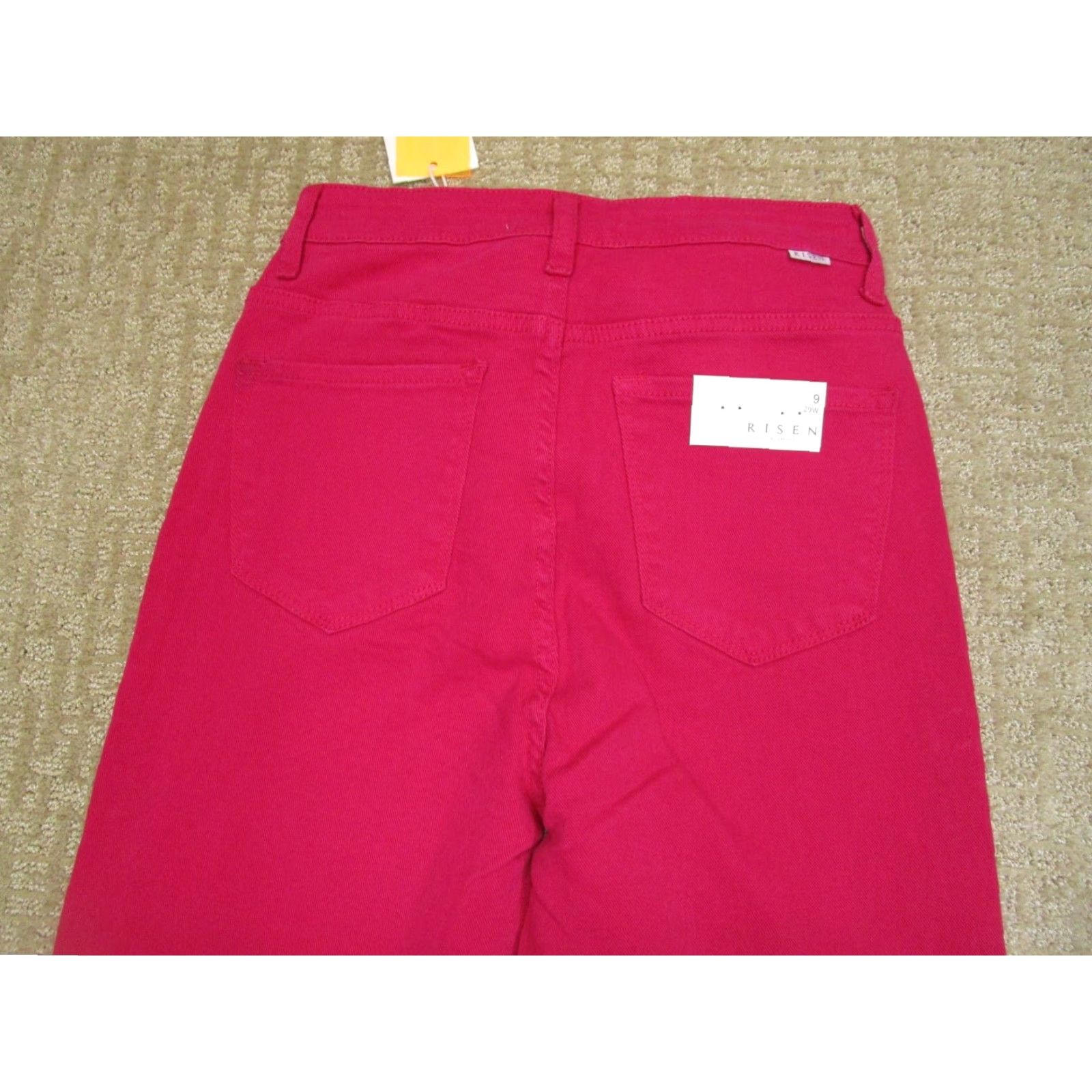 Vintage Risen Jeans Women 29 Pink High Rise Straight Pants Raw Hem Tummy Control Modern Style Logo 5-Pocket Denim Casual Everyday Size 29" - 4 Thumbnail