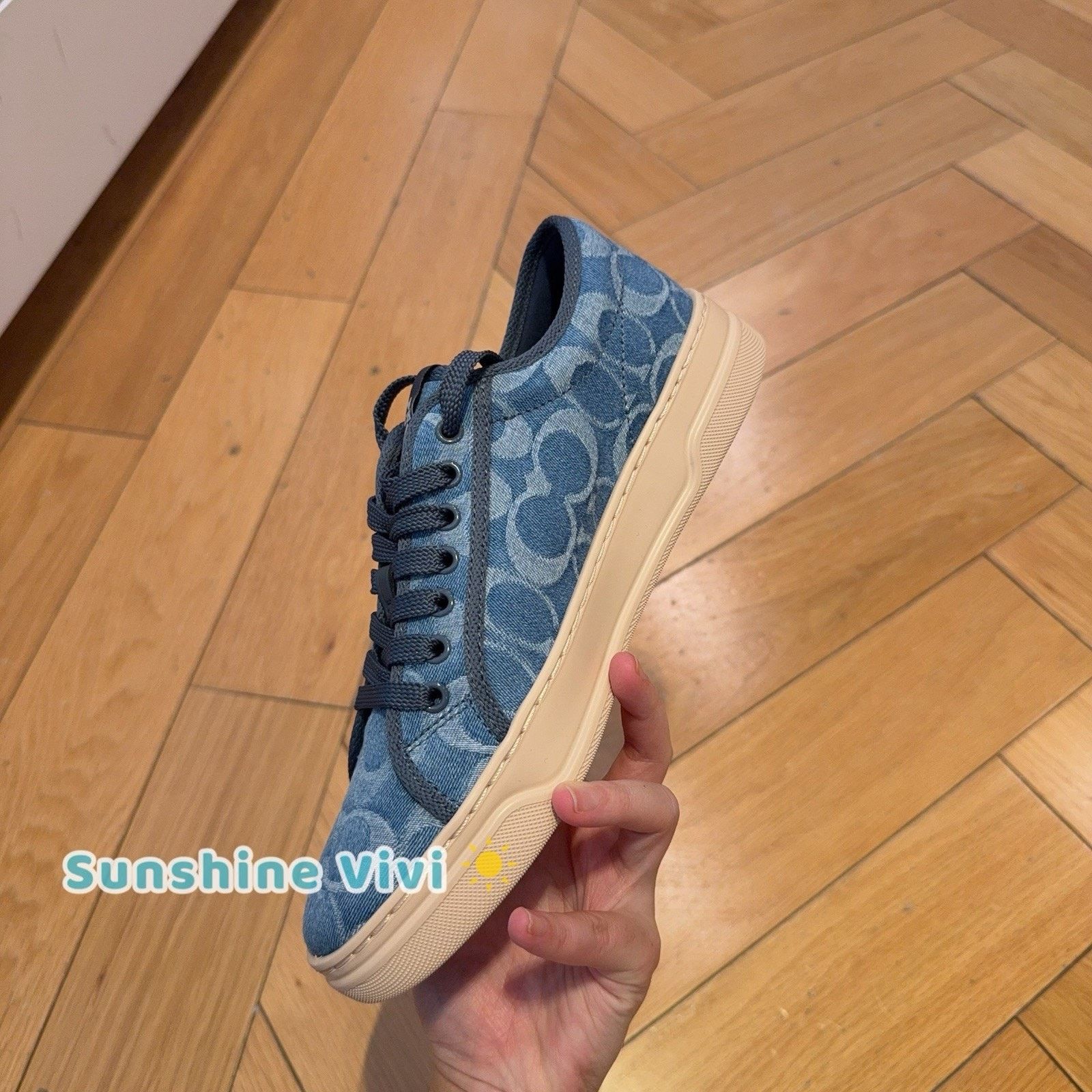 Coach NEW Coach Woman Canvas Sneaker CDQ99 Light Denim/Ivory Size US 6.5 / IT 36.5 - 3 Thumbnail