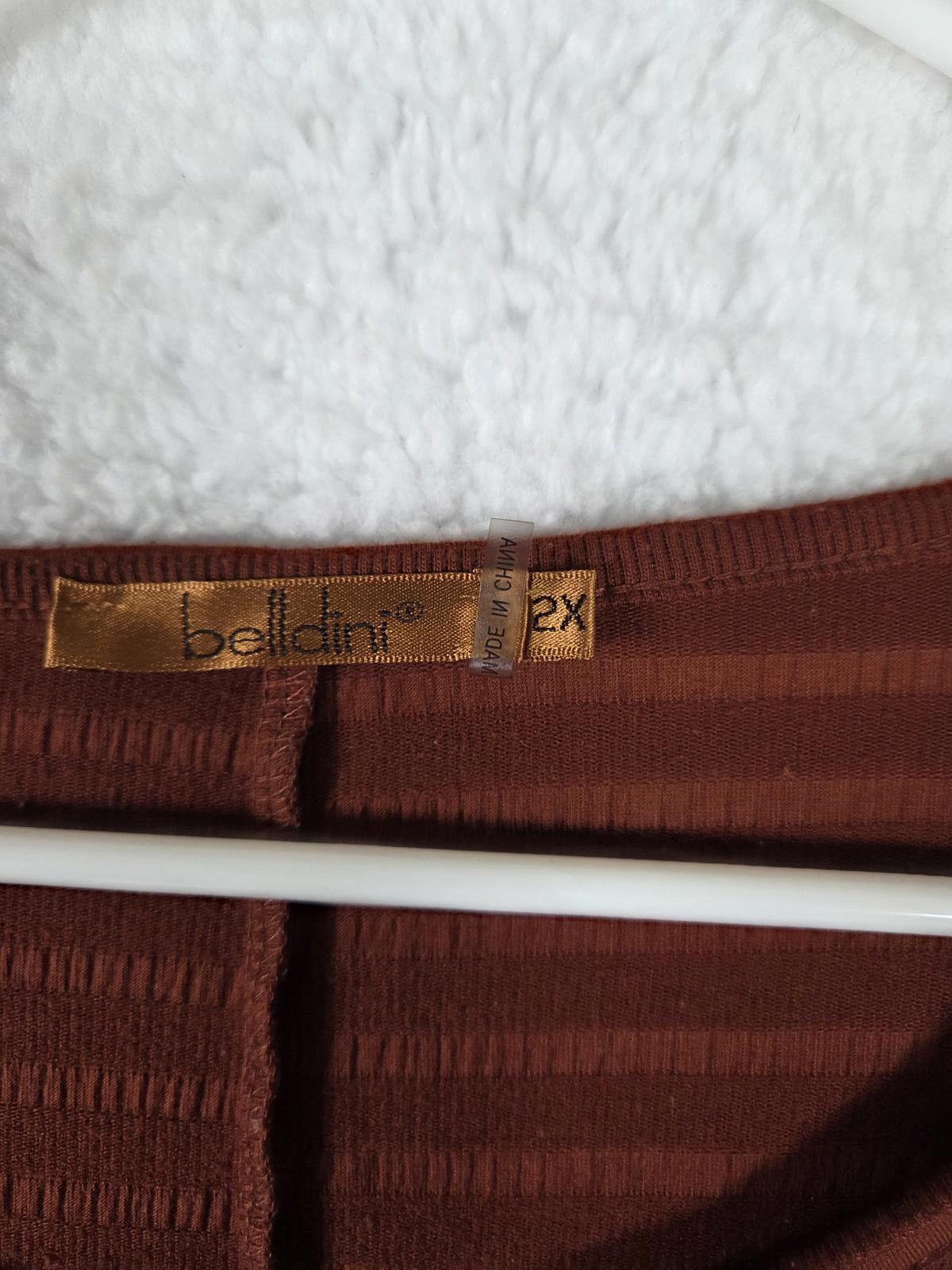 Baldinini Women's Rust Striped Short Sleeve Top Size 2X Size XL / US 12-14 / IT 48-50 - 3 Thumbnail