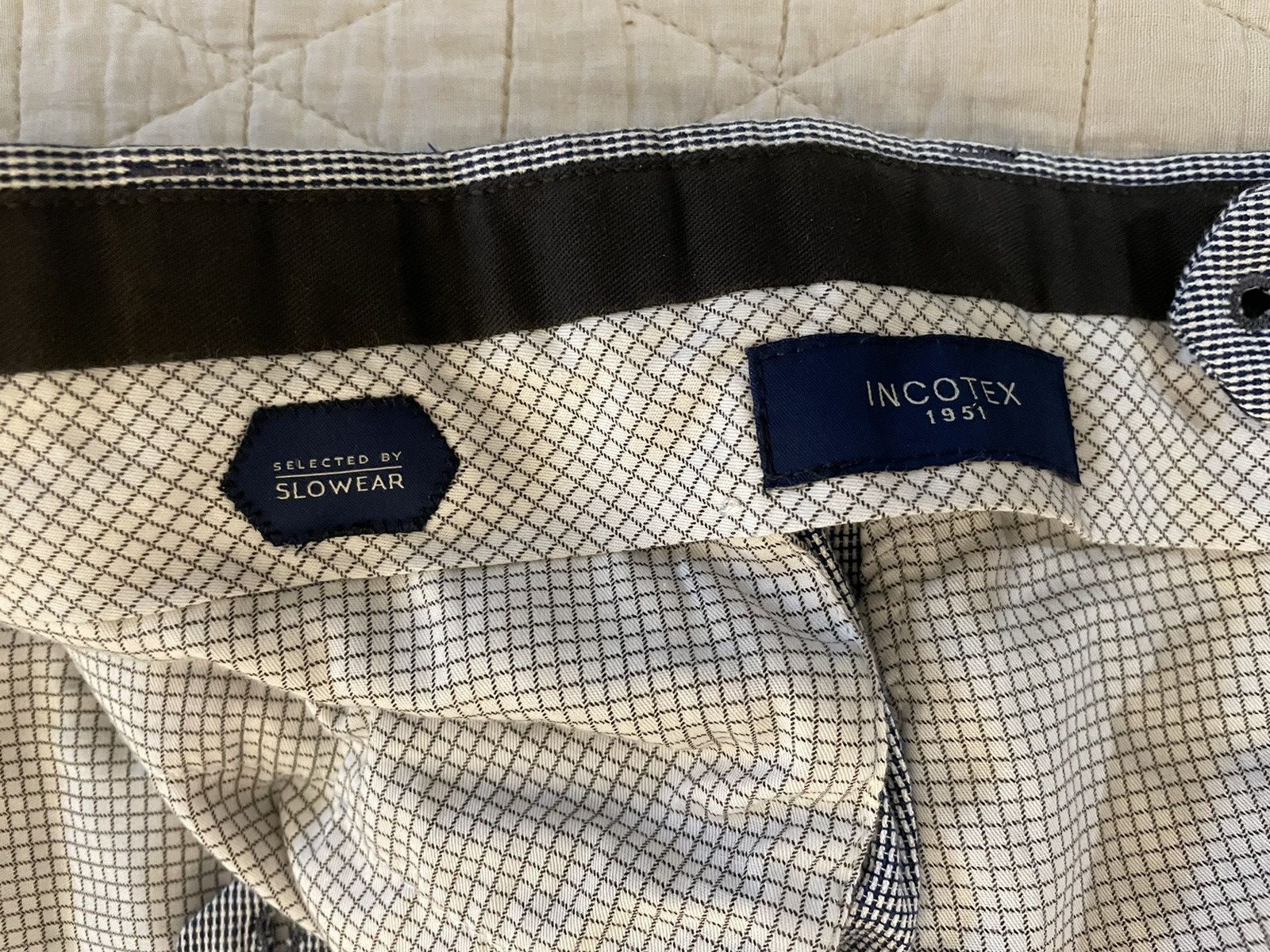 Incotex Textured Cotton Micro Check Flat Front Trouser Size US 40 / EU 56 - 3 Thumbnail
