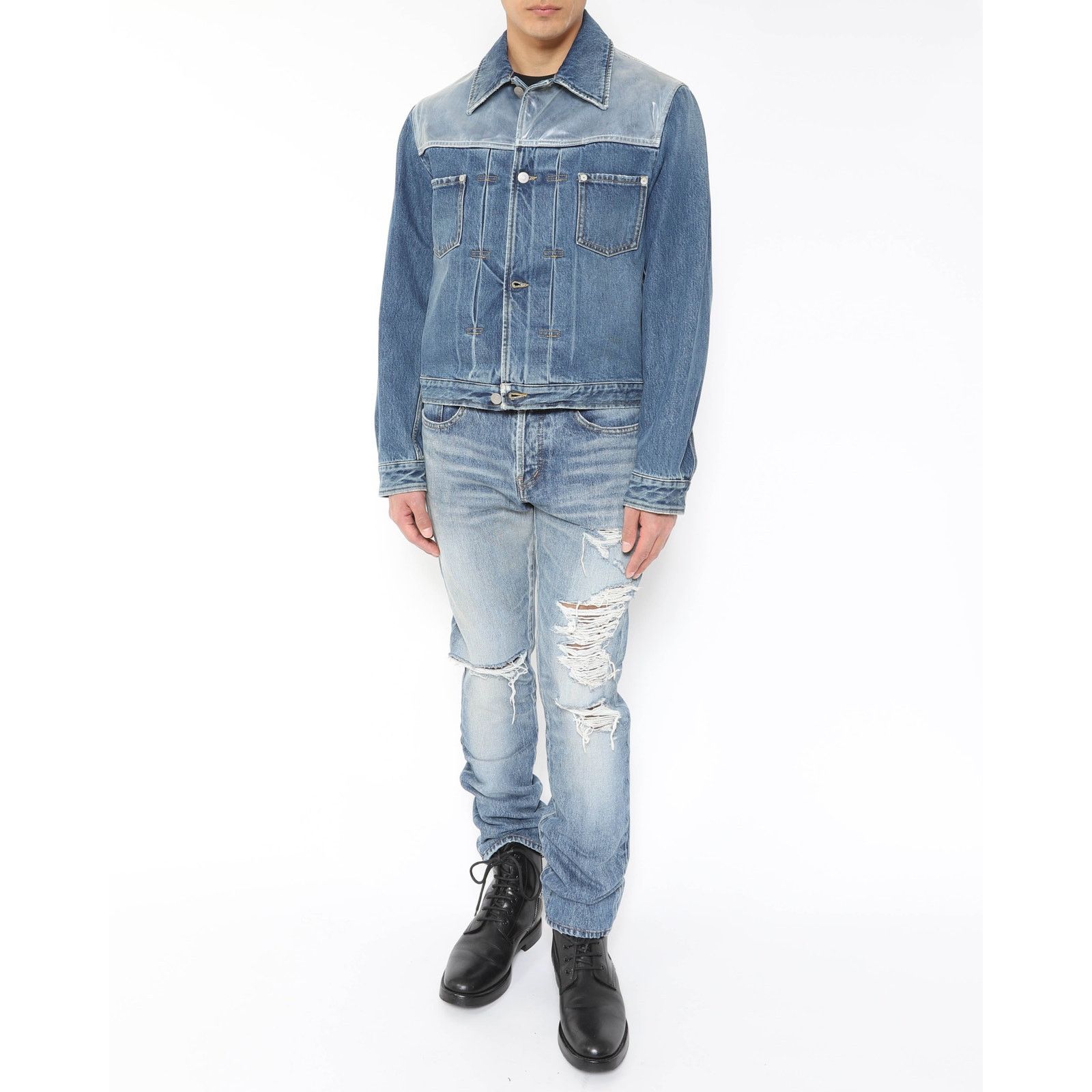 Maison Margiela Denim Jacket with Plastic Panel Size US S / EU 44-46 / 1 - 10 Thumbnail