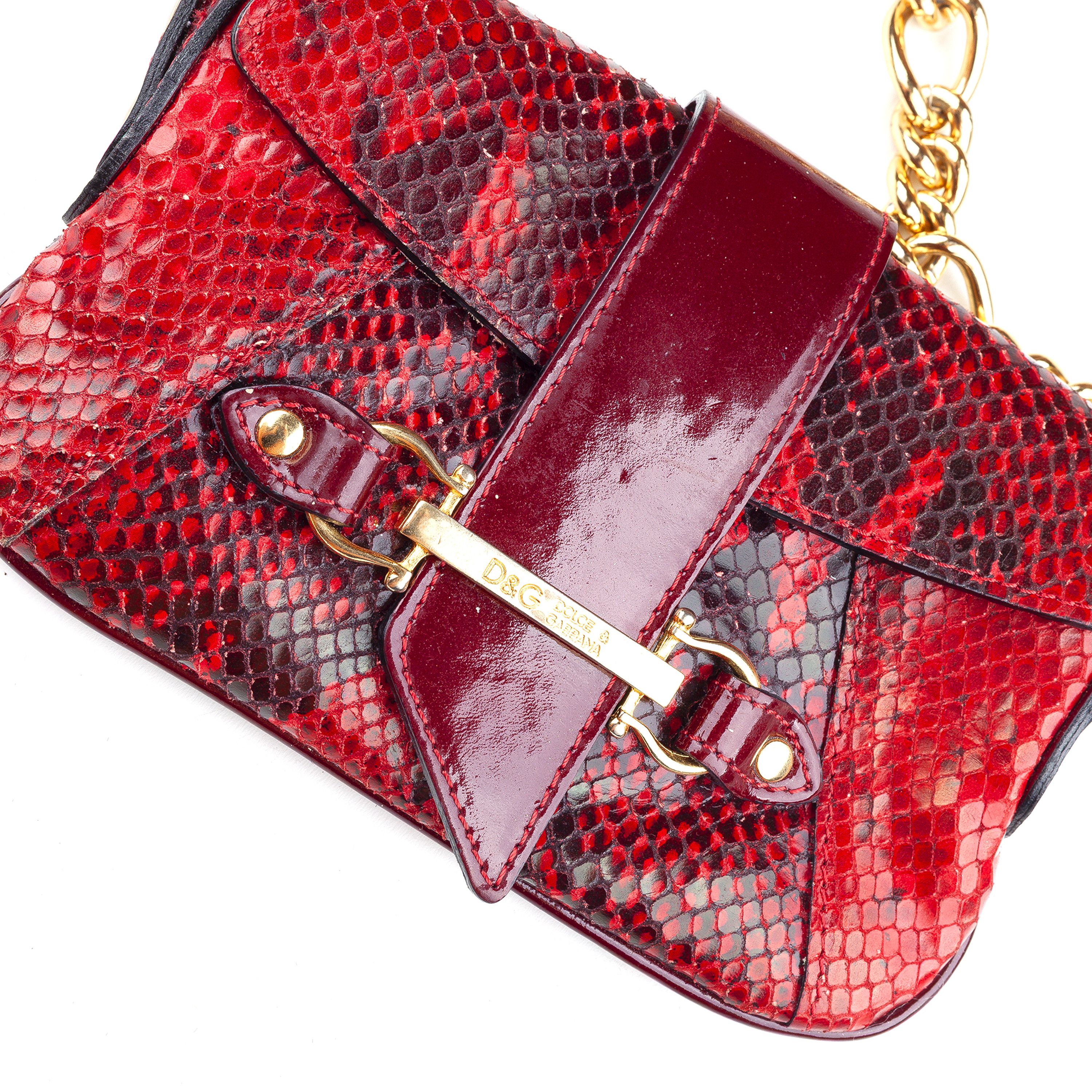 Dolce & Gabbana Dolce & Gabbana Red Python Patent Leather Mini Shoulder Bag Size ONE SIZE - 3 Thumbnail