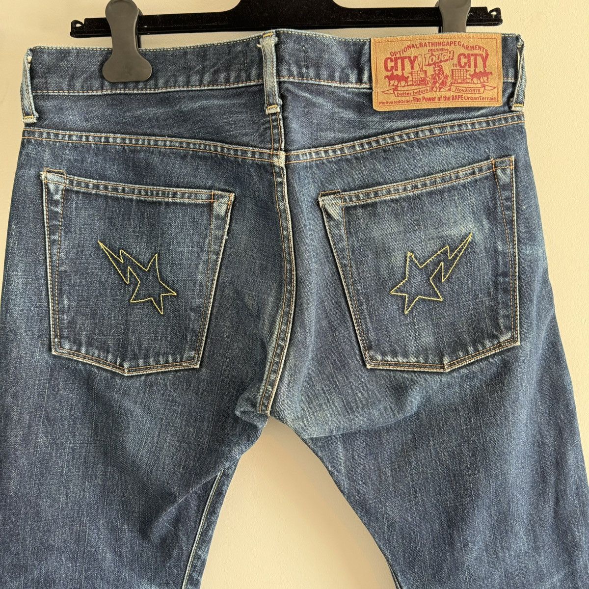 Bape OG Bape Stencil Star Pattern Denim Jeans | Grailed