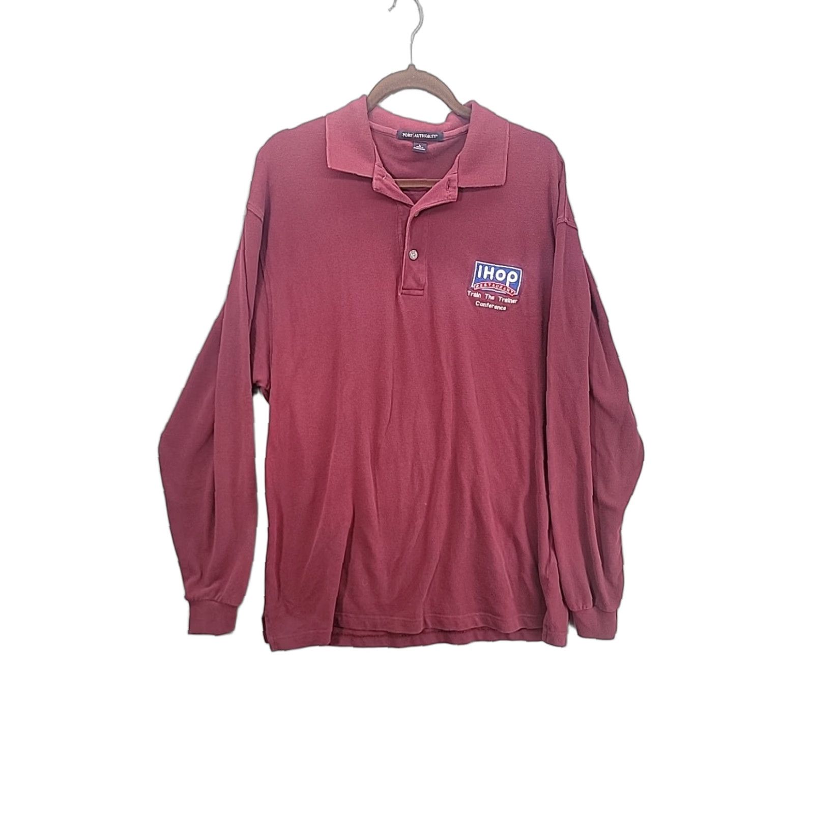 Port Authority IHOP Shirt Long Sleeve Polo Adult Large Train The Trainer Red Cotton Men Size US L / EU 52-54 / 3 - 1 Thumbnail