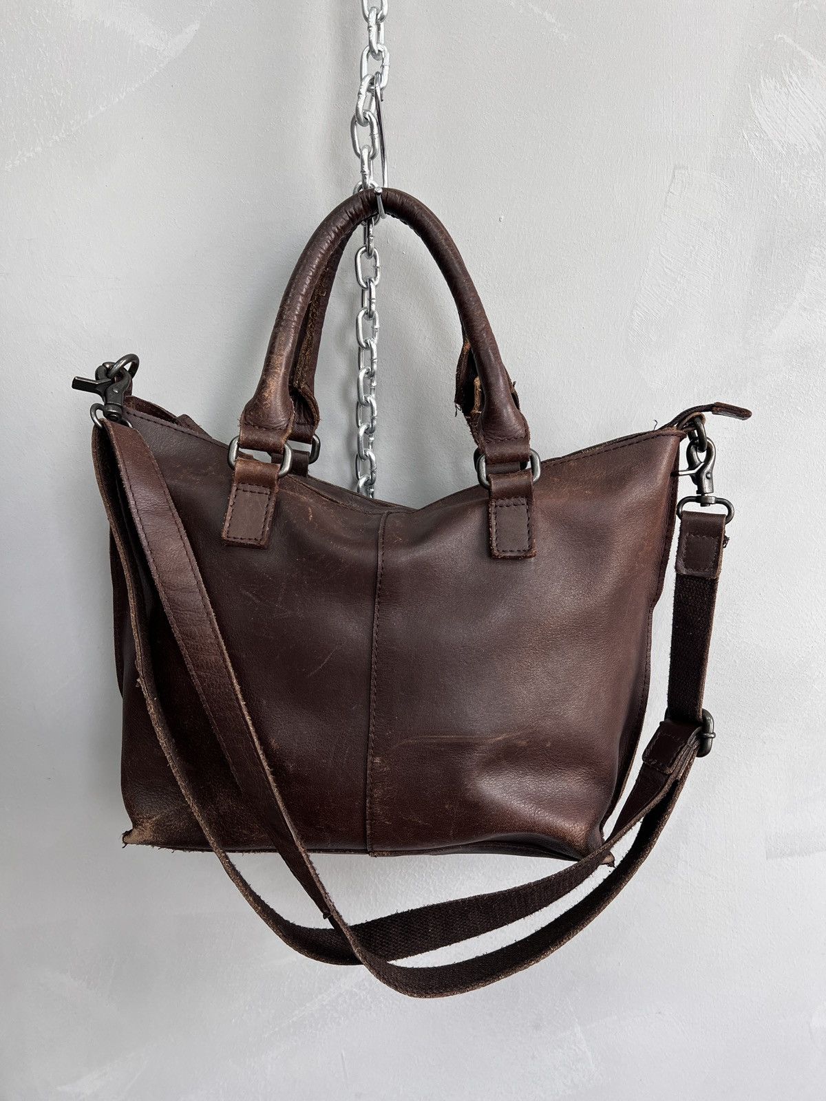 Avant Garde x Kmrii Vintage Messenger Kmrii Style Leather Punk Bag 90's in Brown, Men's