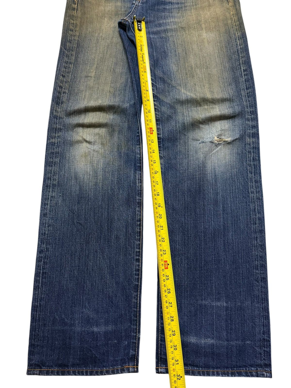 Helmut Lang Vintage Y2K Japanese Brand Blue Mud Wash Distress Straight Size US 32 / EU 48 - 9 Thumbnail