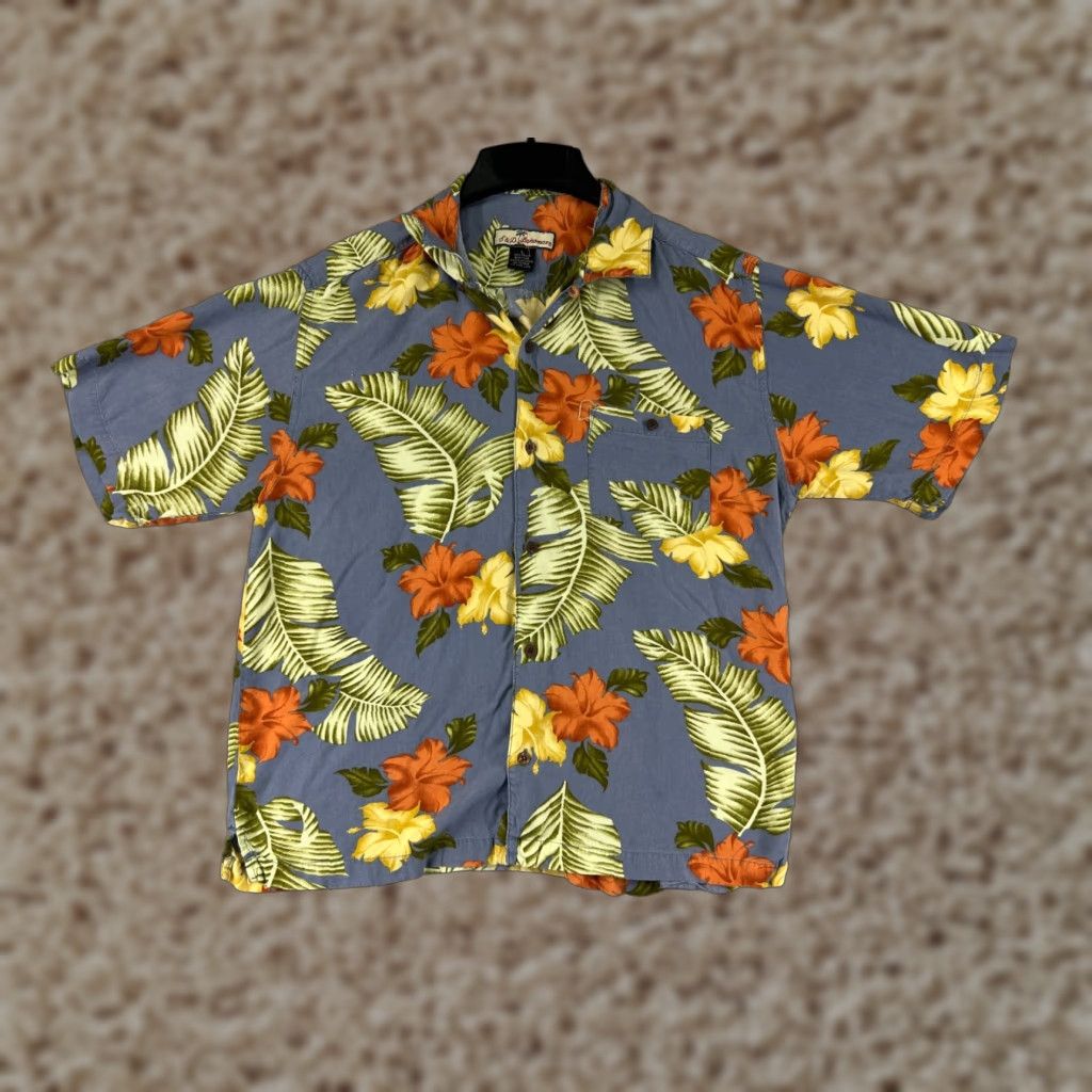 Vintage S&D Bahamas Shirt Mens Adult Large Blue Orange Floral Palm 100% Rayon Hawaiian Beach Button-Up Casual Size US L / EU 52-54 / 3 - 1 Thumbnail