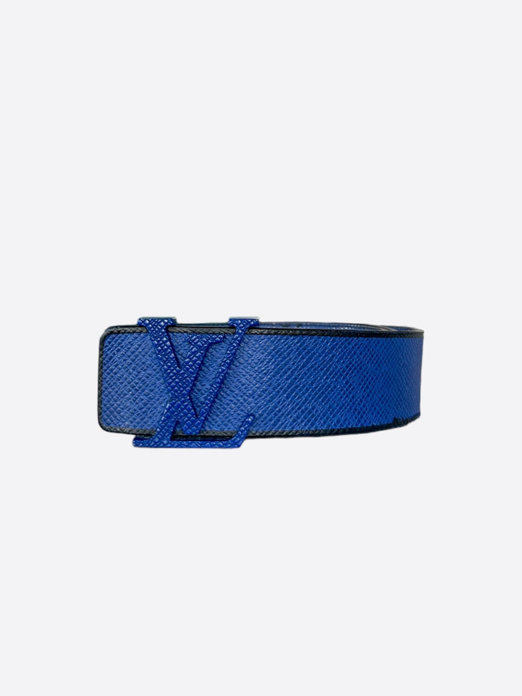 Louis Vuitton Louis Vuitton Blue & Black Taigarama Initiales Belt Size 36 - 1 Thumbnail