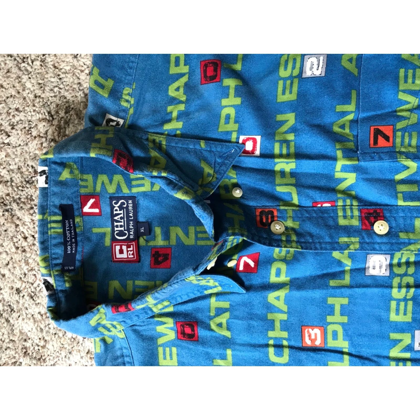 Polo Ralph Lauren VTG Polo Ralph Lauren Essential All Over Print Button Down Shirt XL Mens 90s Blue Size US XL / EU 56 / 4 - 2 Thumbnail