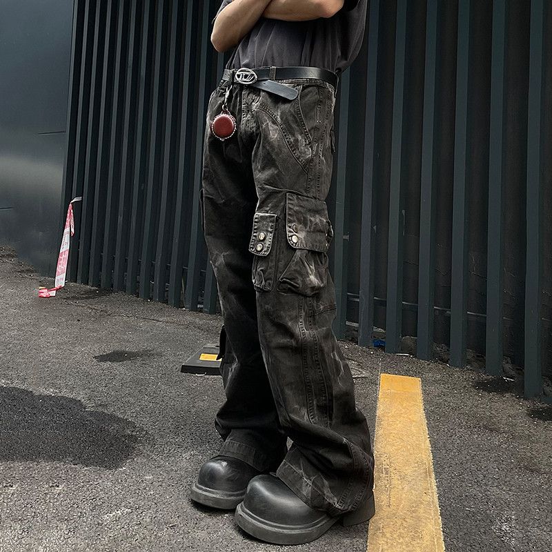 Jean × Vintage Denim Pants Tie-dye Multi-pocket Bootcut Size US 31 - 6 Thumbnail