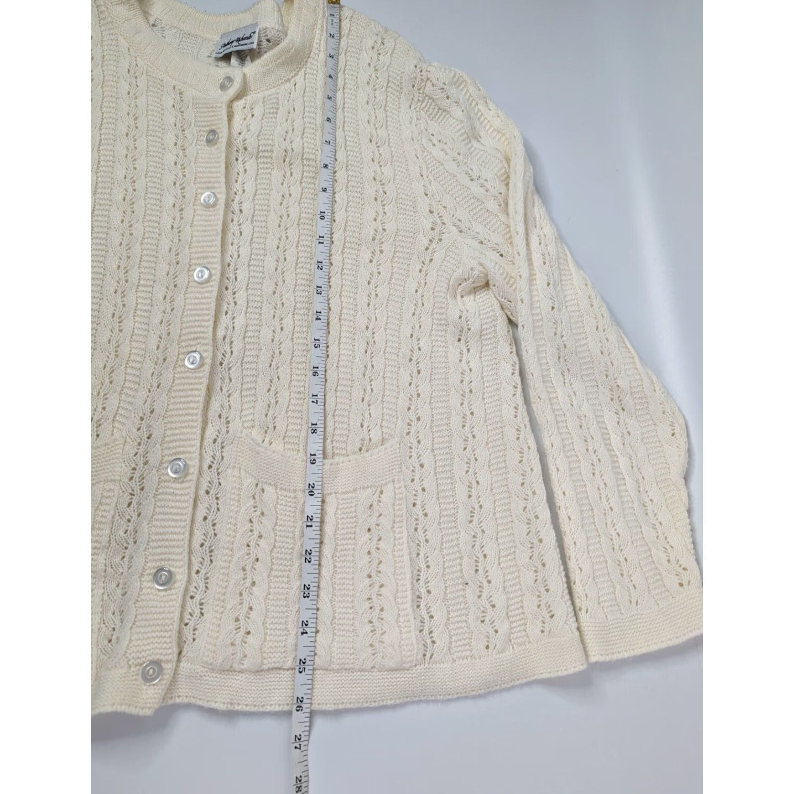Vintage VINTAGE Anthony Richards Cardigan Sweater Women XL Ivory Knit House Made in USA Size XL / US 12-14 / IT 48-50 - 5 Thumbnail