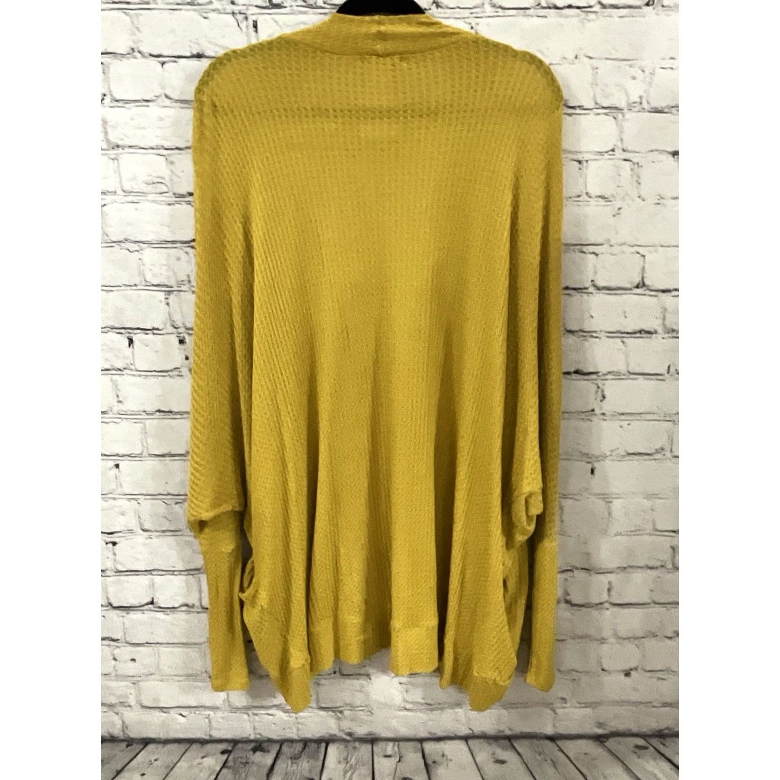 Vintage Hemish USA L Yellow Open Cardigan Women's Cardigan L Yellow Striped Roll Tab Sleeve Pockets Open Front Size L / US 10 / IT 46 - 2 Thumbnail