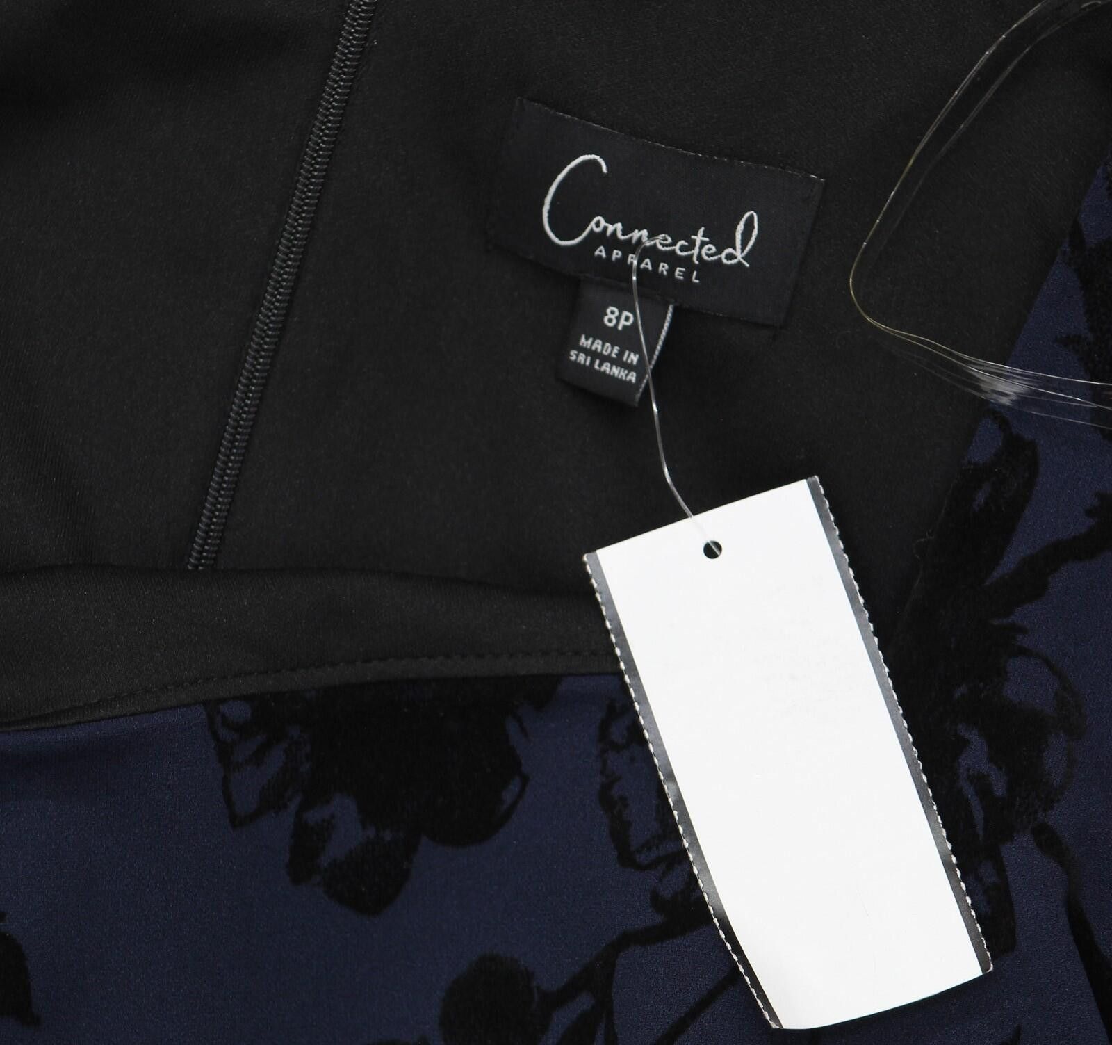 Other Nwt Connected Apparel Flocked Sheath Dress Midnight Blue 8p Size M / US 6-8 / IT 42-44 - 4 Thumbnail