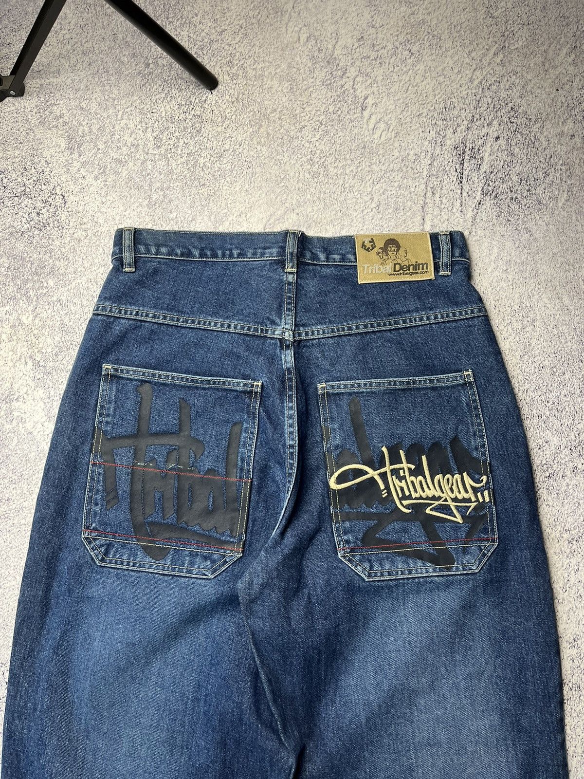Japanese Brand Vintage Blue Embroidery Baggy Winged Jeans Y2K Size US 32 / EU 48 - 10 Thumbnail