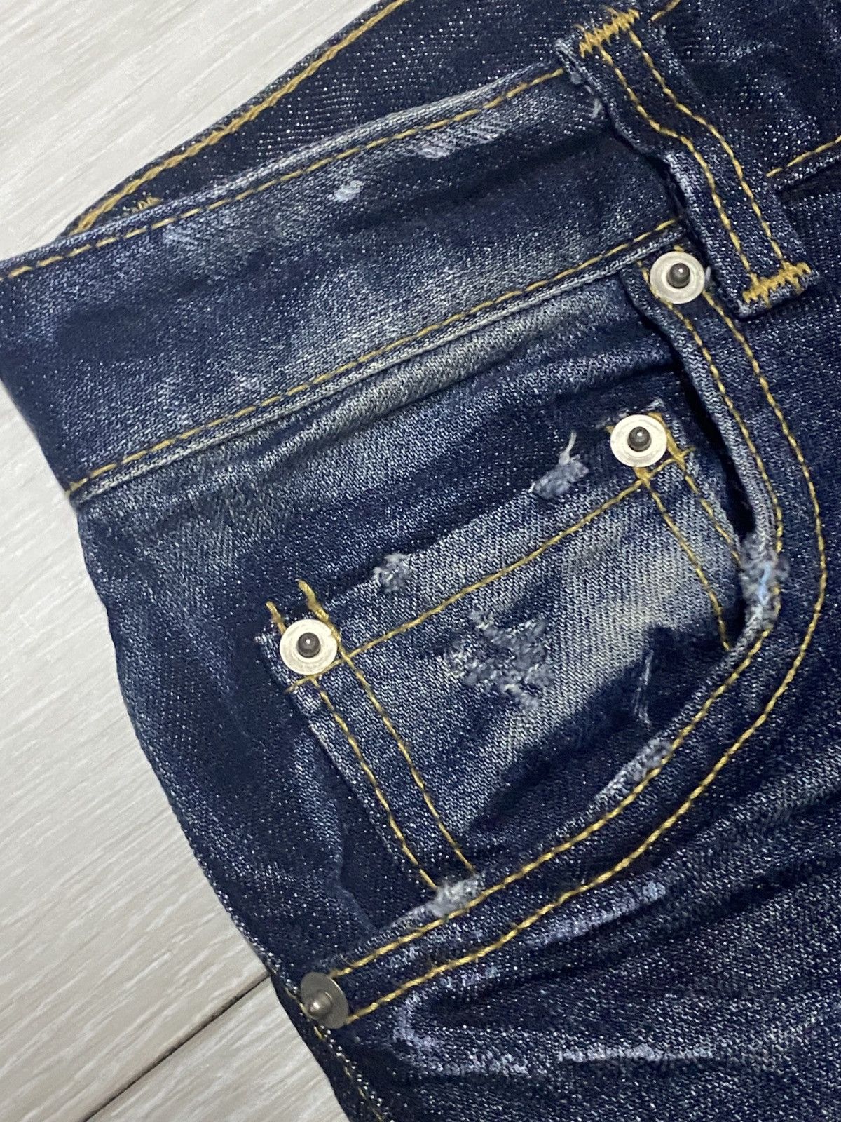 Japanese Brand Vintage AnotherShop Rag Paint Splatter Faded Skinny Jeans Size US 31 - 9 Thumbnail