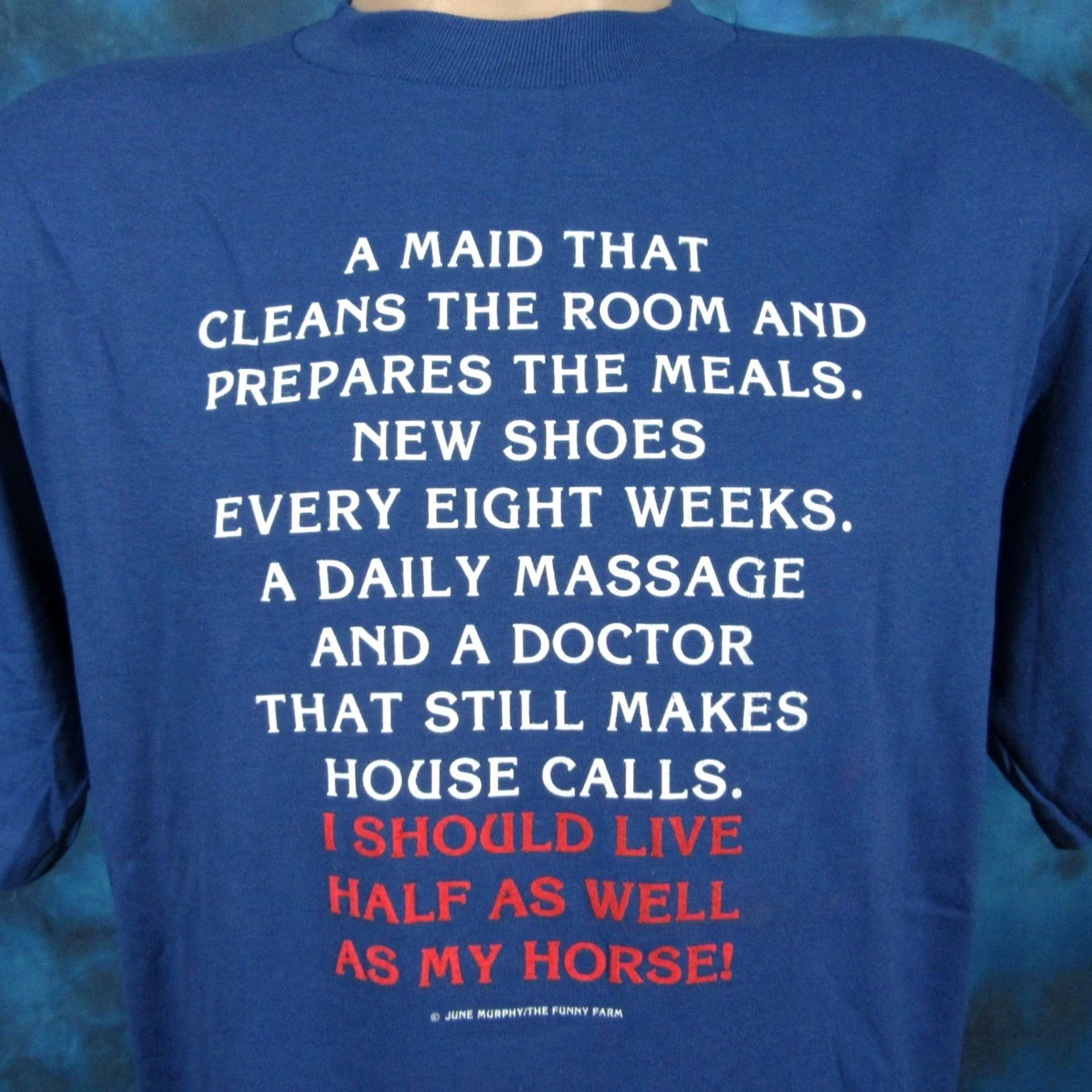Olive NOS vintage I SHOULD LIVE HALF AS WELL AS MY HORSE PAPER THIN T-Shirt M/L Cowboy Men Size US M / EU 48-50 / 2 - 4 Thumbnail