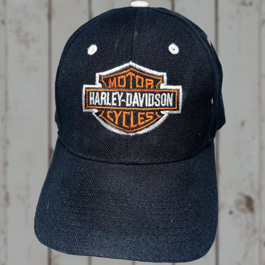 Harley Davidson Harley-Davidson Cap Embroidered Logo Black StrapBack Baseball Hat Men One Size Black Canvas Cotton Motorcycle Logo Baseball Cap Size ONE SIZE - 1 Thumbnail