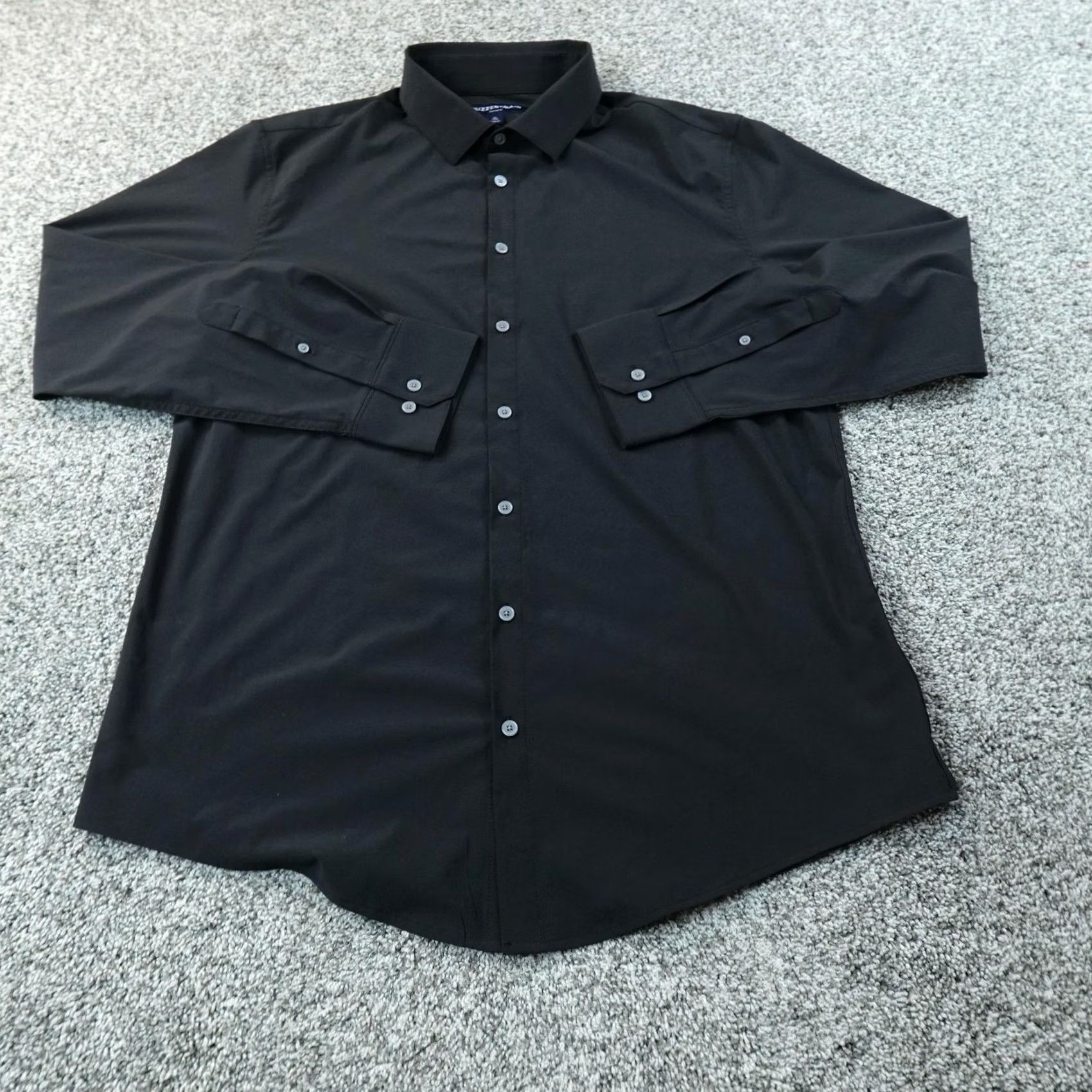 Mizzen+Main Mizzen+Main Shirt Mens XL Black Leeward Trim Stretch Dress Button Up Performance Shirt Size 46R - 2 Thumbnail