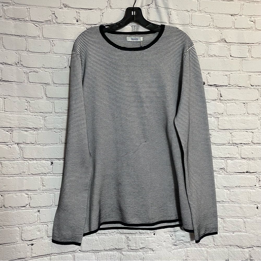Other NWT New $119 GAUDI Cotton Black White Stripes Sweater Size Size US XL / EU 56 / 4 - 4 Thumbnail
