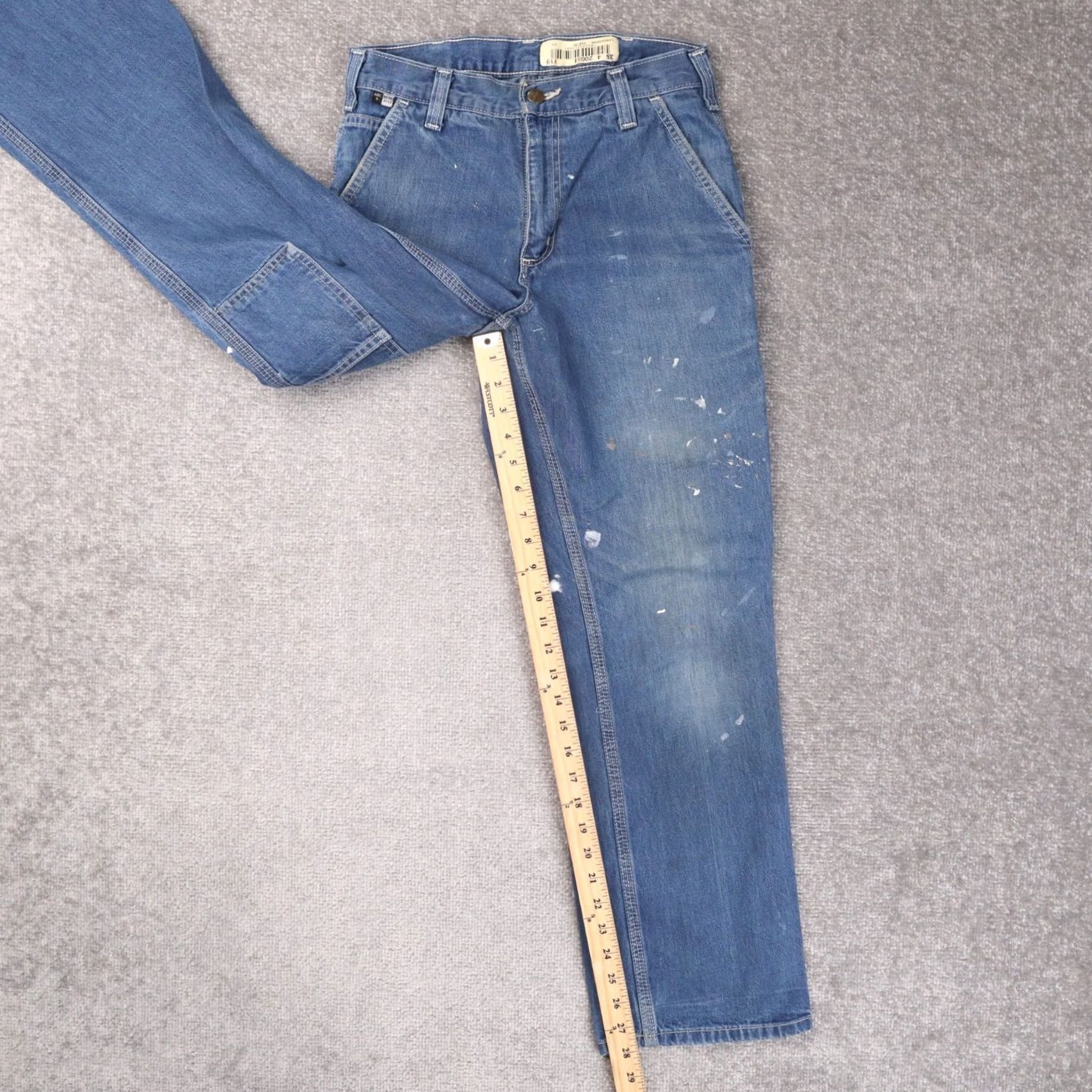 Carhartt VINTAGE Carhartt Jeans Blue Medium Wash Straight Leg Baggy Skater Carpenter Mens Size US 27 - 3 Thumbnail