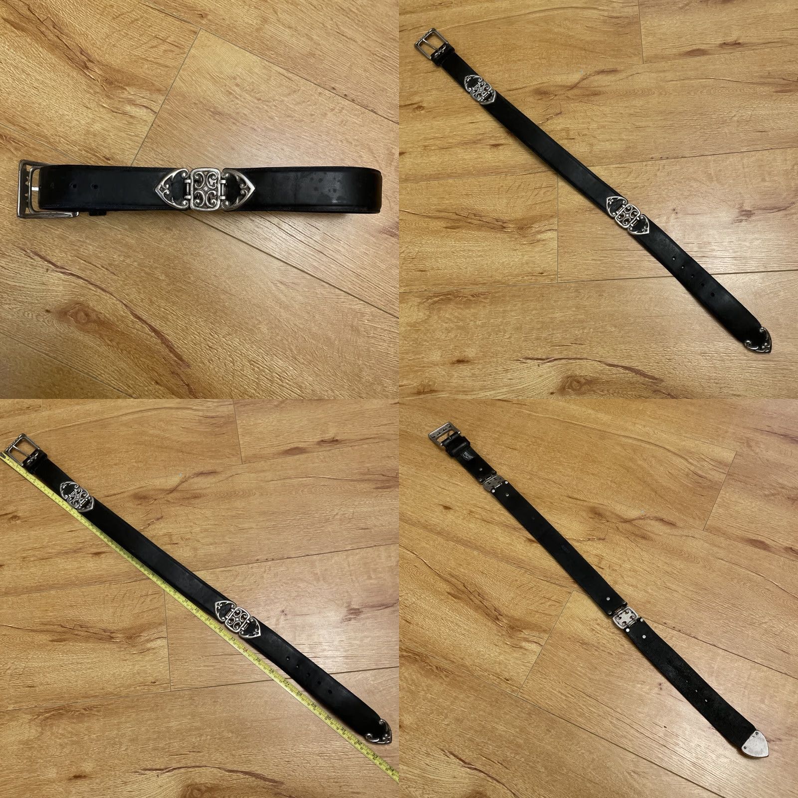 Brighton VINTAGE Brighton Belt Concho Black Leather Silver Link Scroll Work 90s USA made Women S Small Metal 90s Accessories Size ONE SIZE - 8 Thumbnail