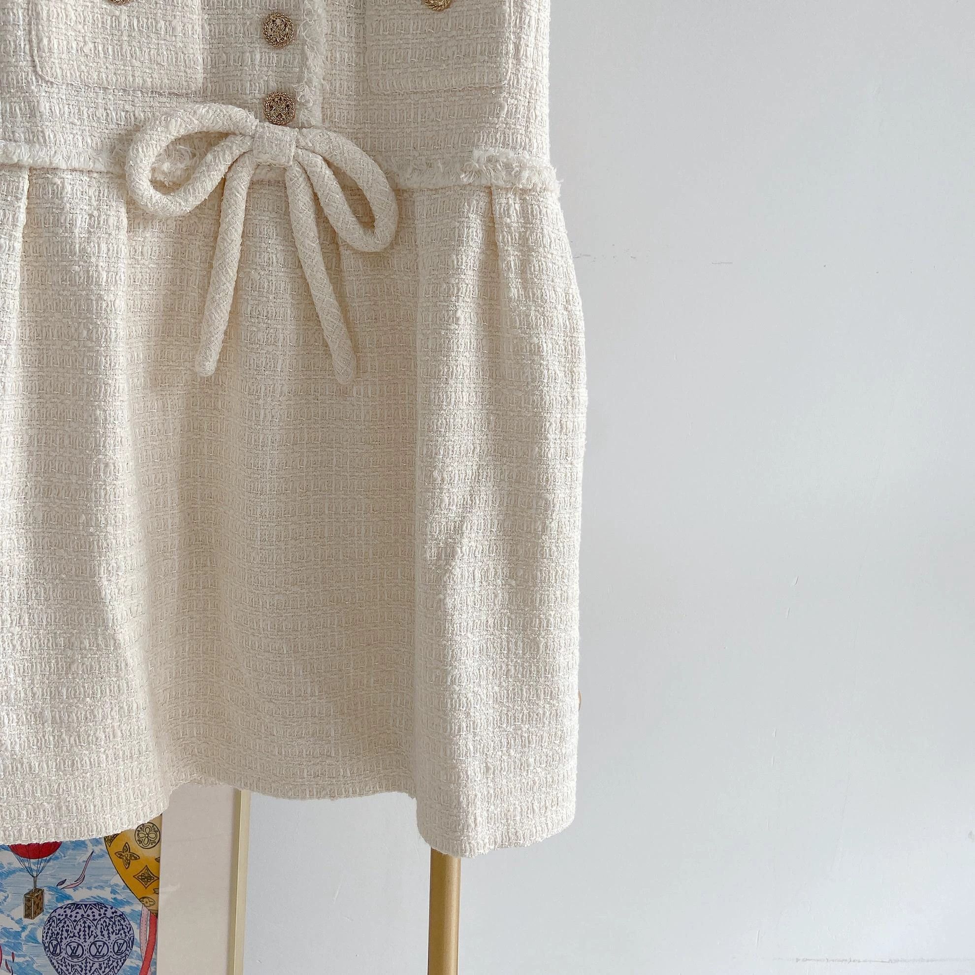 Other Edward Achour Paris White Tweed Dress 36 Size XS / US 0-2 / IT 36-38 - 5 Thumbnail