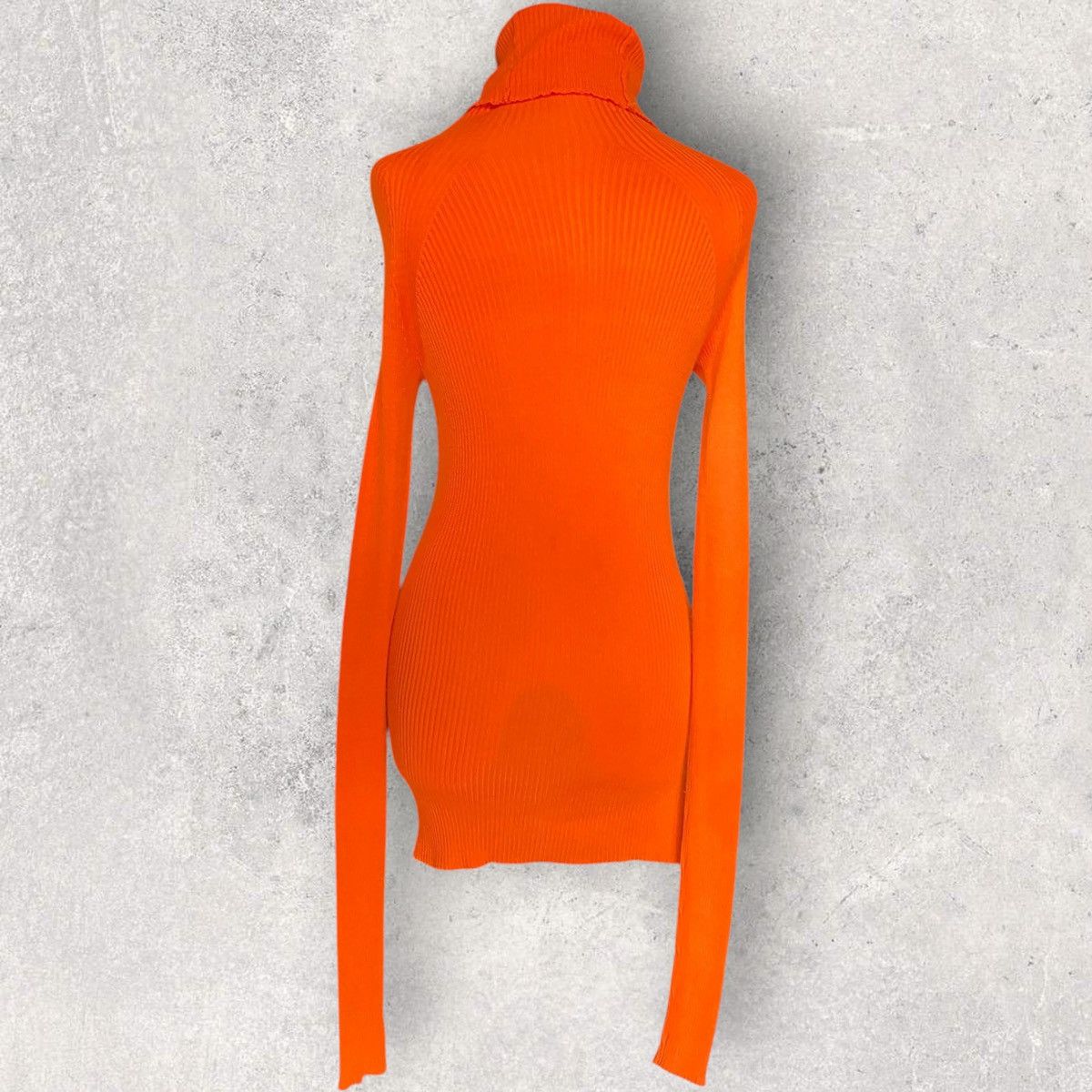 Yohji Yamamoto Orange Micro Ribbed Tencel Turtleneck Sweashirt Size M / US 6-8 / IT 42-44 - 1 Thumbnail
