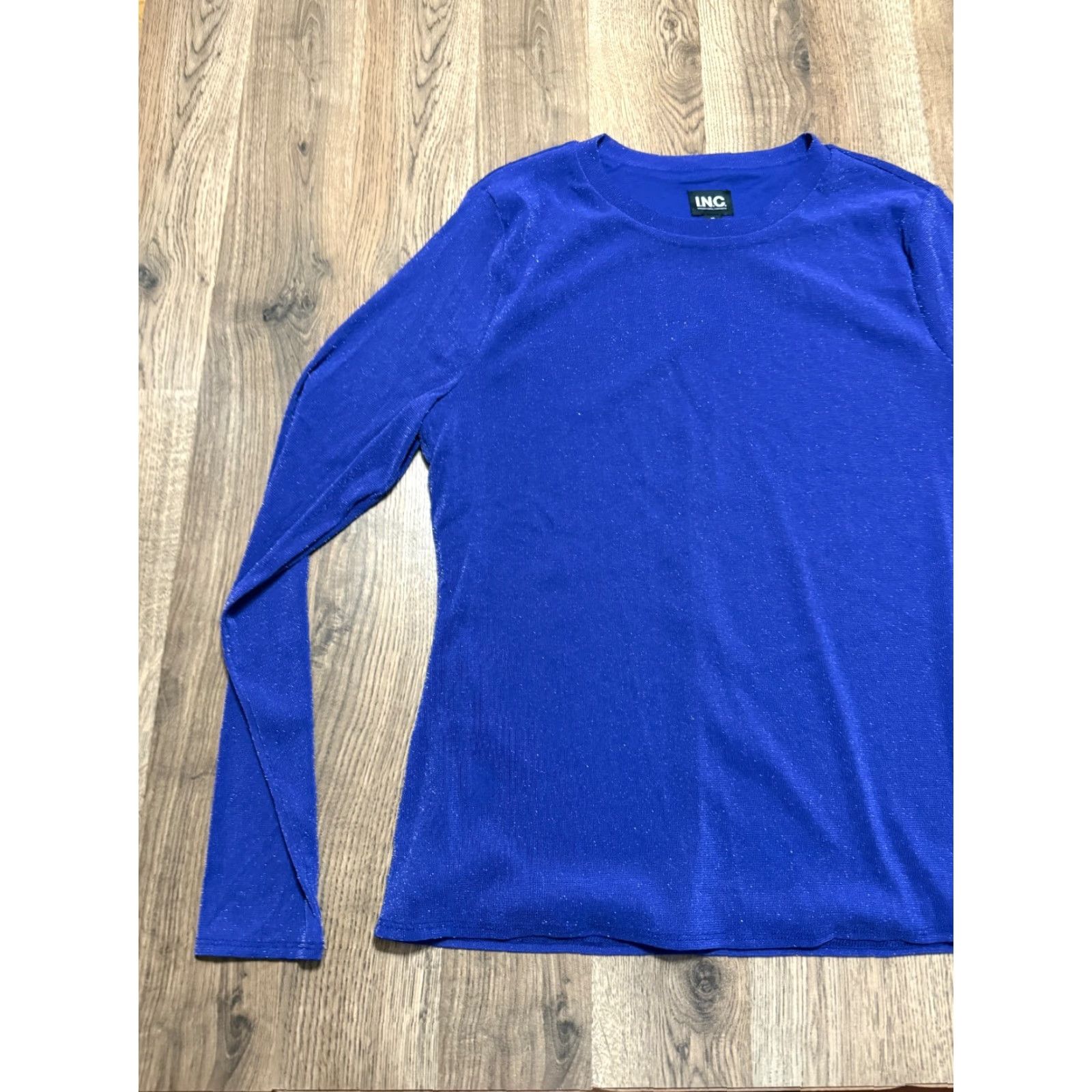 Vintage INC International Concepts Shirt Women's Size XL Blue Sparkly Long Sleeve Size XL / US 12-14 / IT 48-50 - 3 Thumbnail