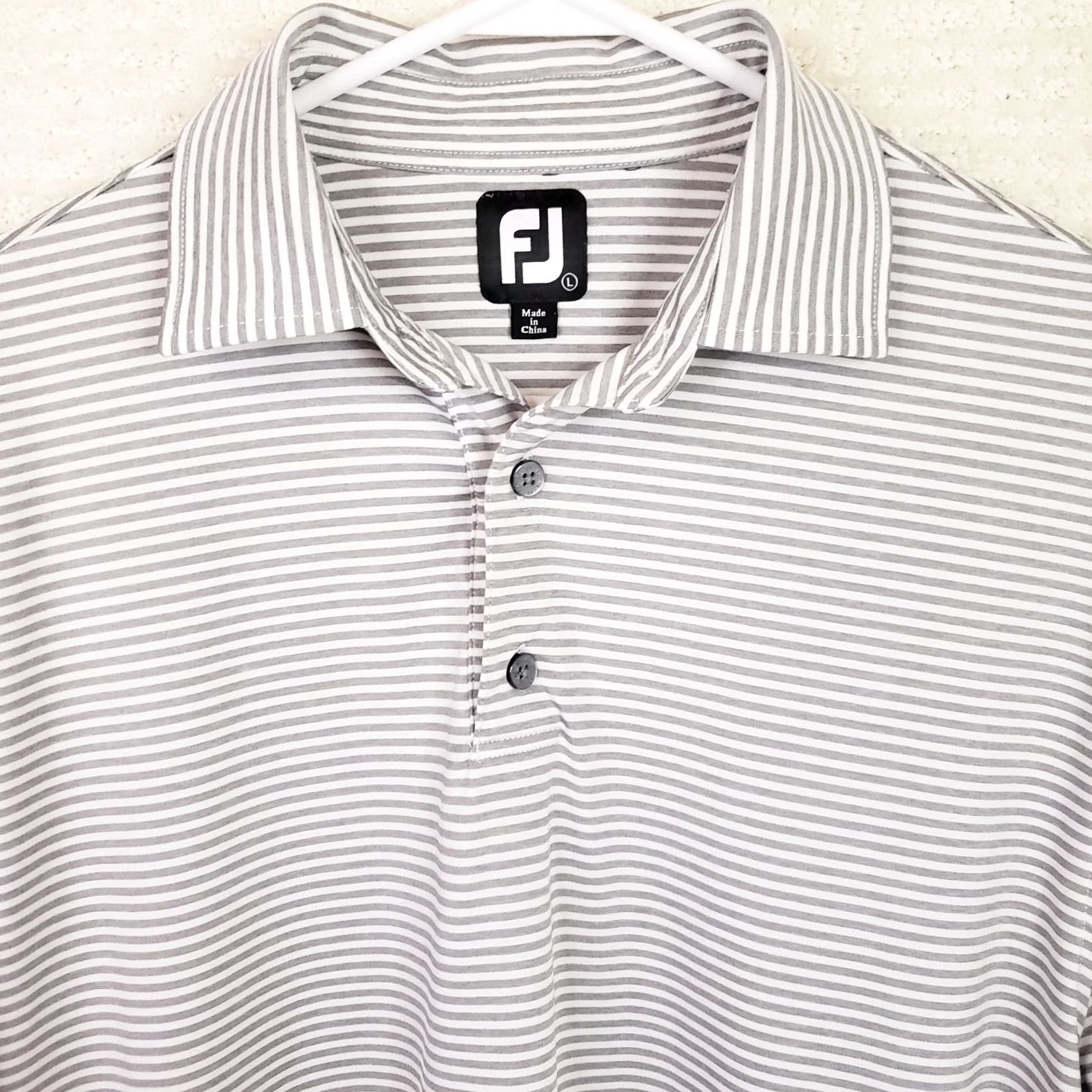 Footjoy FootJoy Golf Polo Shirt Mens Large Striped Gray White Short Sleeve Casual Size US L / EU 52-54 / 3 - 3 Thumbnail