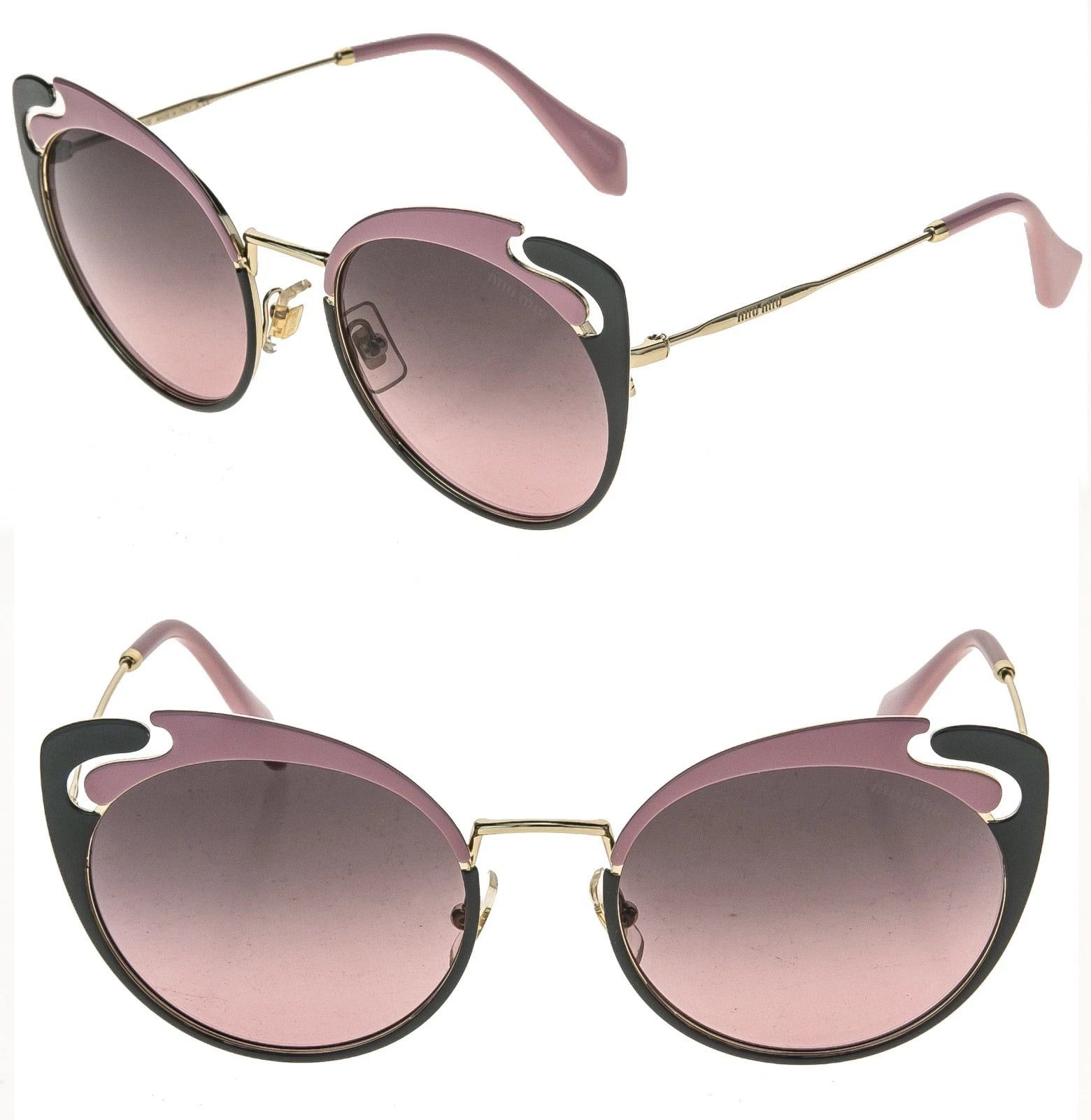 Miu Miu MIU MIU NOIR MU57TS 57T Cut Out Gold Pink Fashion Sunglasses Size ONE SIZE - 1 Thumbnail