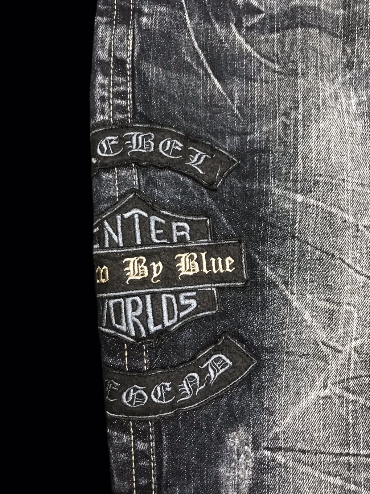 Japanese Brand 💥PUNK DENIM💥BLOW BY BLUE CRACKED FADES PATCHES DENIM F185 Size US 31 - 9 Thumbnail