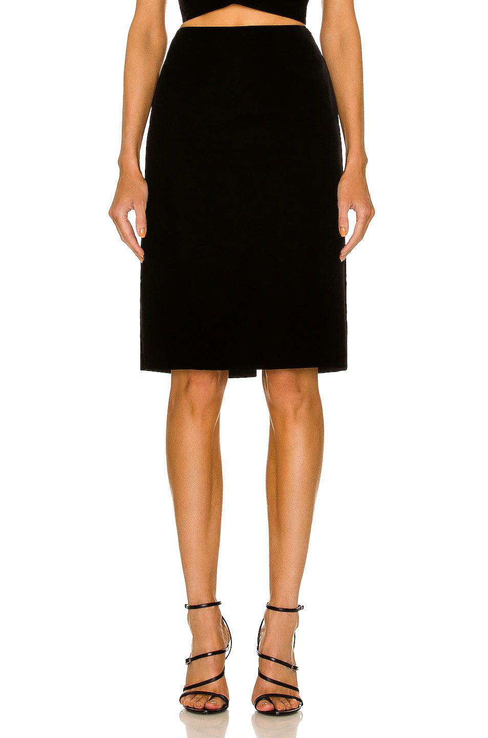 Saint Laurent Paris o1tp1o0125 Midi Skirt In Velvet in Black Size 27" / US 4 / IT 40 - 1 Thumbnail