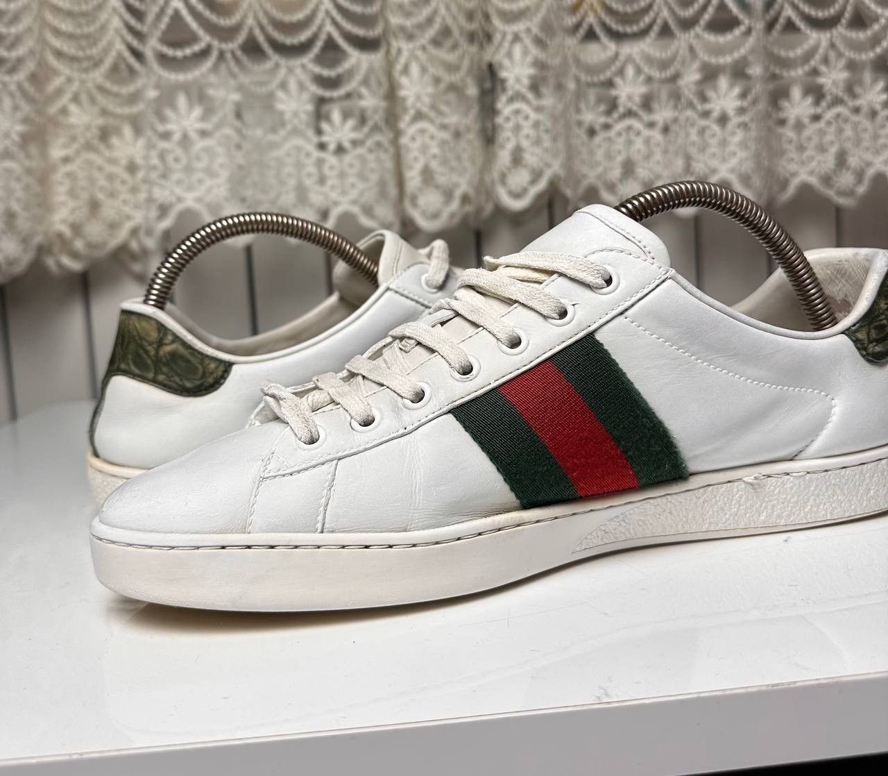 Gucci Rare Gucci Ace Classic White Leather Low Top Sneakers Stripe Size US 8 / EU 41 - 13 Thumbnail