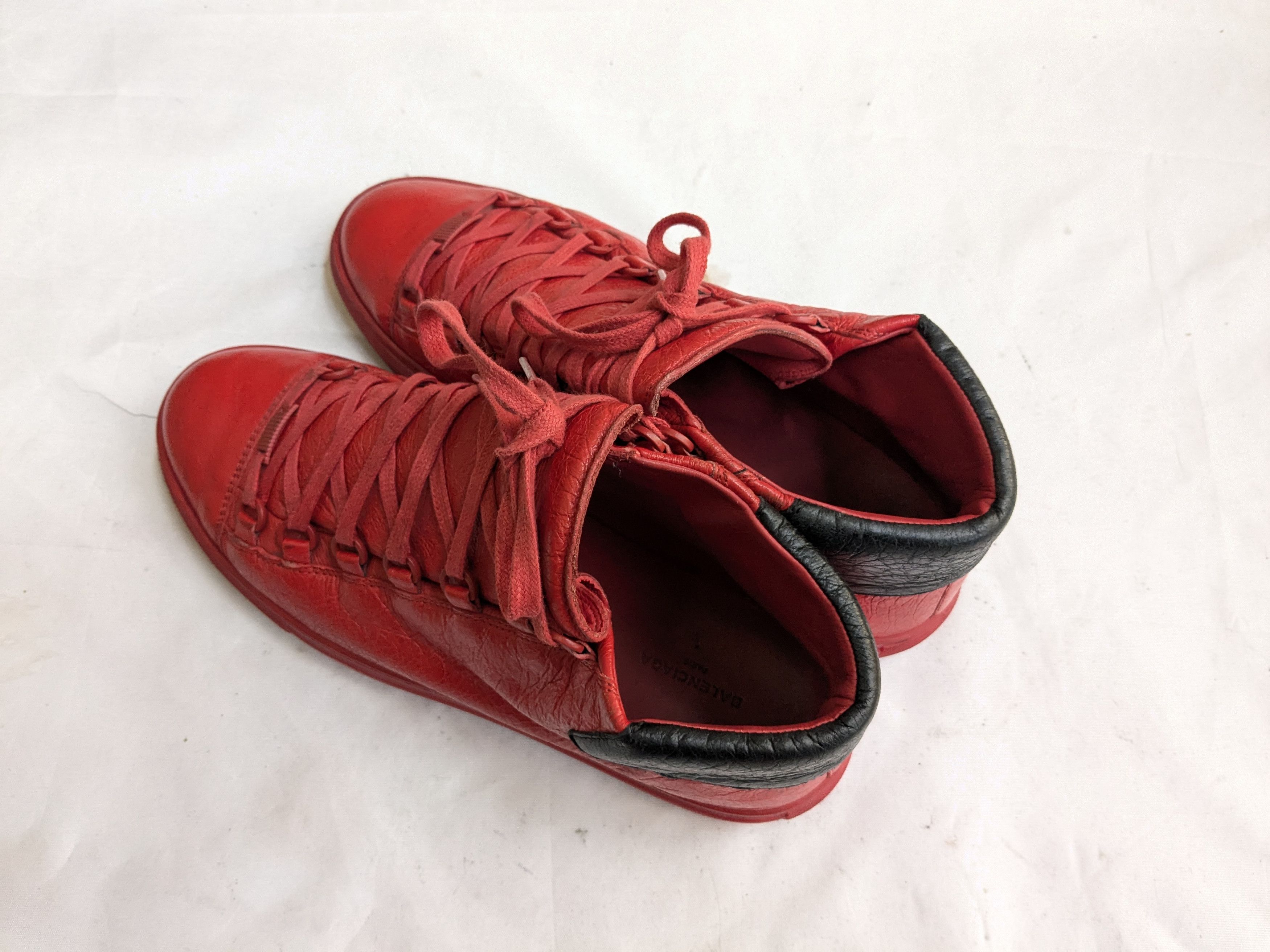 Balenciaga Balenciaga Arena Red Black 10 Leather High Tops Size US 10 / EU 43 - 11 Thumbnail
