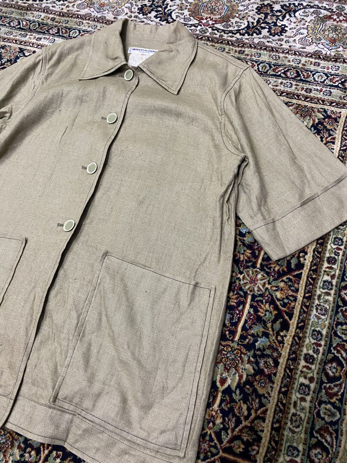 Saint Laurent Paris × Vintage × Yves Saint Laurent Vintage Saint lauren Rive Gauche by Hedi Slimane Linen Shirt Size US M / EU 48-50 / 2 - 2 Thumbnail