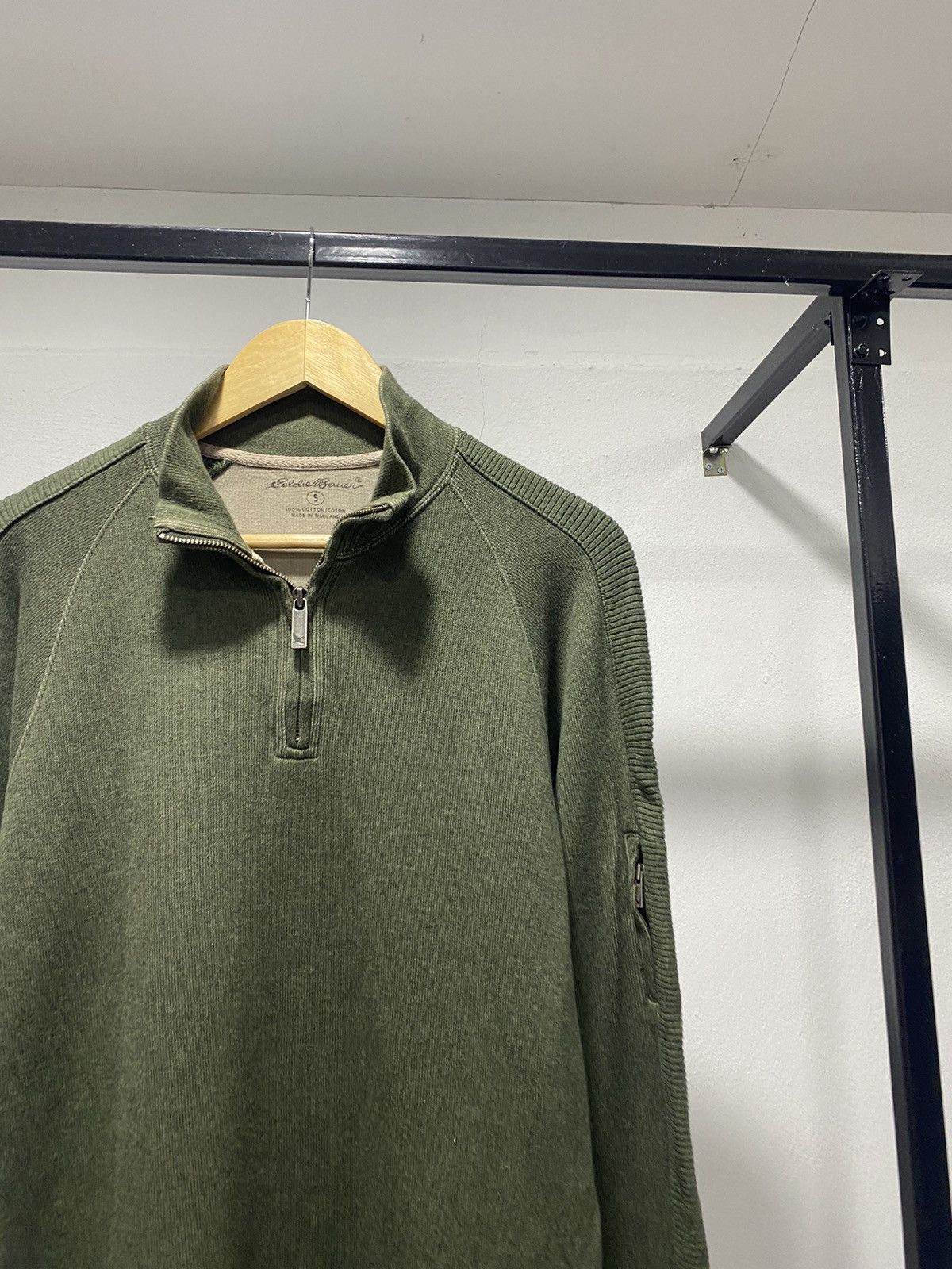 Eddie Bauer × Vintage ☠️ Eddie Bauer Military Knit Halfzipper Sweater 90s Size US S / EU 44-46 / 1 - 1 Thumbnail