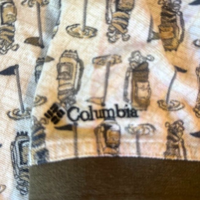 Vintage Columbia Golf Mens Polo Shirt L Beige 100% Cotton Graphic Print Golf Bag Flag Stick Shirt Mens Size US L / EU 52-54 / 3 - 3 Thumbnail