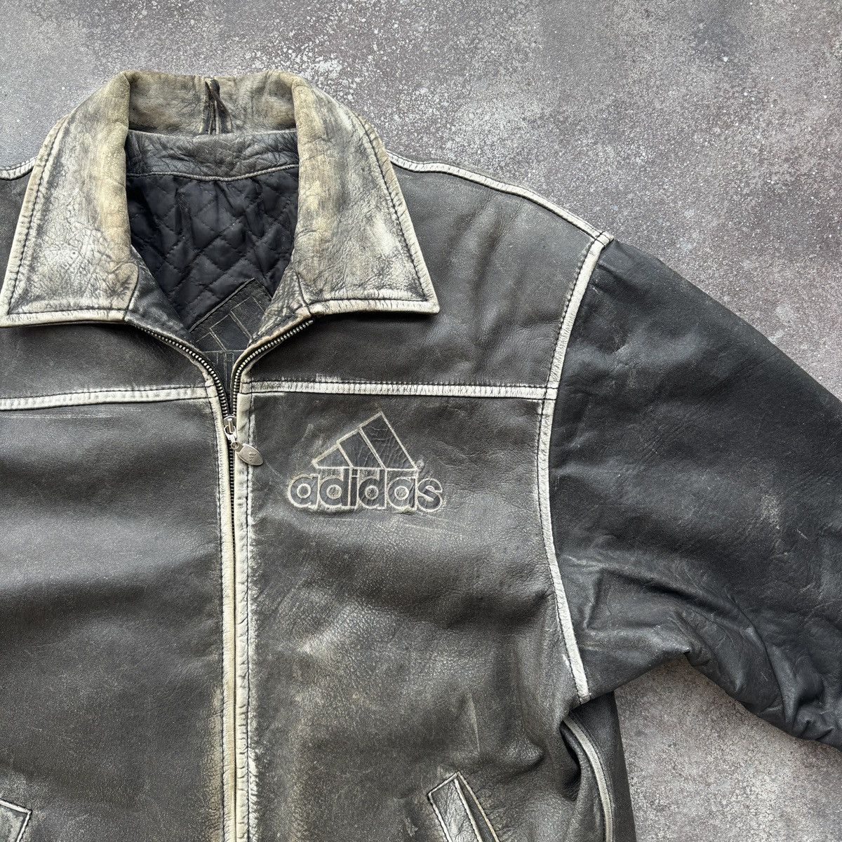 Adidas Adidas Equipment 90s Vintage Rare Real Faded Leather Jacket Size US L / EU 52-54 / 3 - 8 Thumbnail