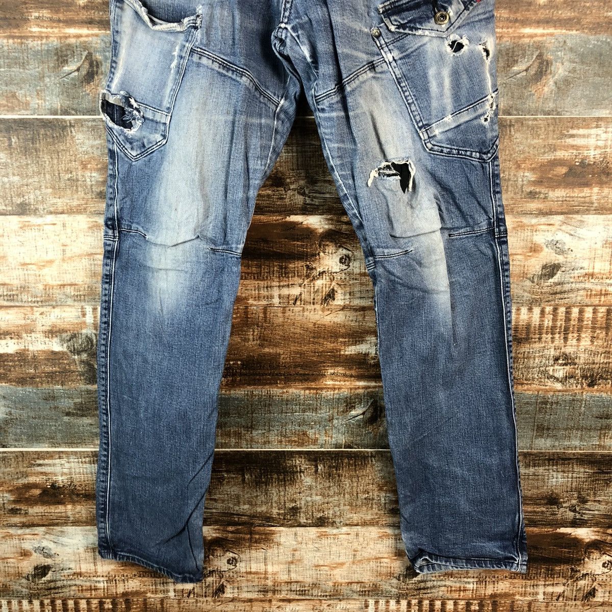 Japanese Brand Burtle Blue Distressed vintage Denim Pants #A2172 Size US 34 / EU 50 - 6 Thumbnail