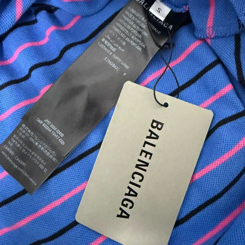 Balenciaga Balenciaga 25ss New Wheat Spike Striped Polo Shirt Size US S / EU 44-46 / 1 - 6 Thumbnail