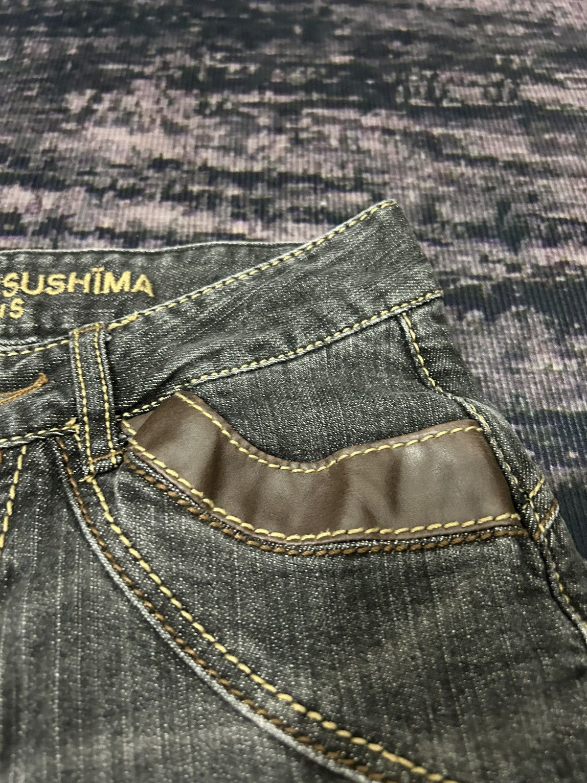 Japanese Brand 🔥🇯🇵 MASAKIMATSUSHIMA Japan Leather Pocket Flare Jeans Size US 27 - 9 Thumbnail