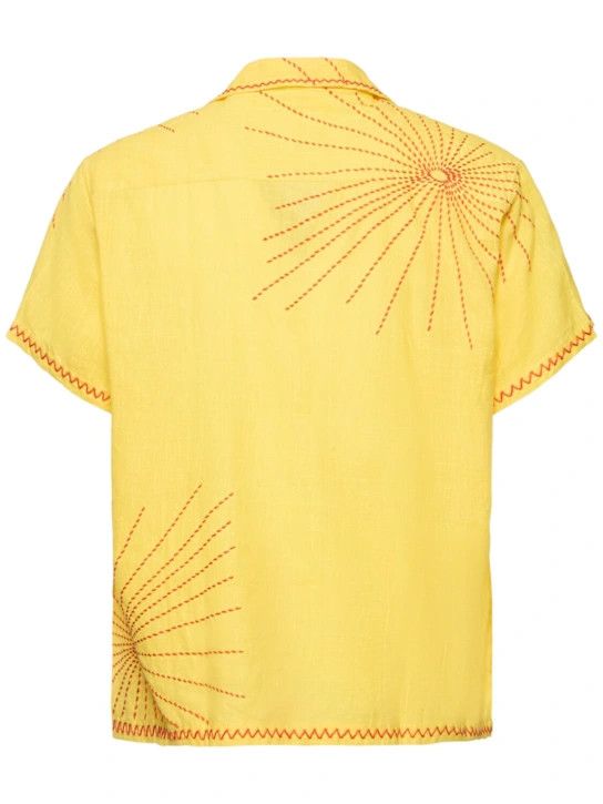 HARAGO o1lsvrm0425 Firework Embroidered Cotton S/S Shirt in Yellow Size US S / EU 44-46 / 1 - 2 Thumbnail