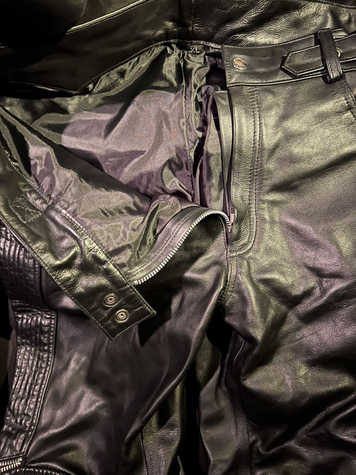 Vintage Black Leather Moto Gothic Pants Size US 33 - 2 Thumbnail