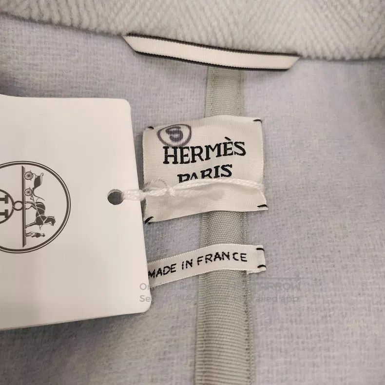 Hermes Hermes Light Blue Single-Breasted Wool Mid-Length Coat Size 4XL / US 24-26 - 3 Thumbnail