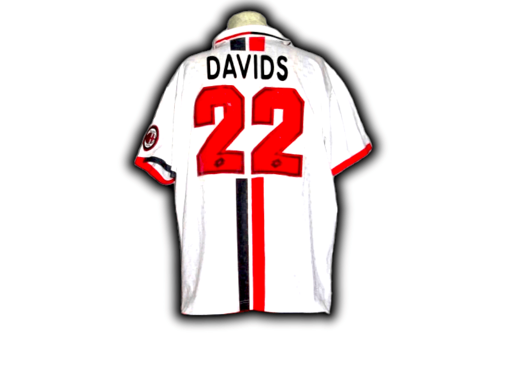 image of Lotto Ac Milan Italy 1995 1996 1997 Away Shirt Jersey (22) Davids in White, Men's (Size XL)