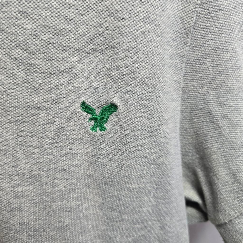 American Eagle Outfitters Men's American Eagle Gray Polo Shirt M with Green Eagle Logo Size US M / EU 48-50 / 2 - 2 Thumbnail